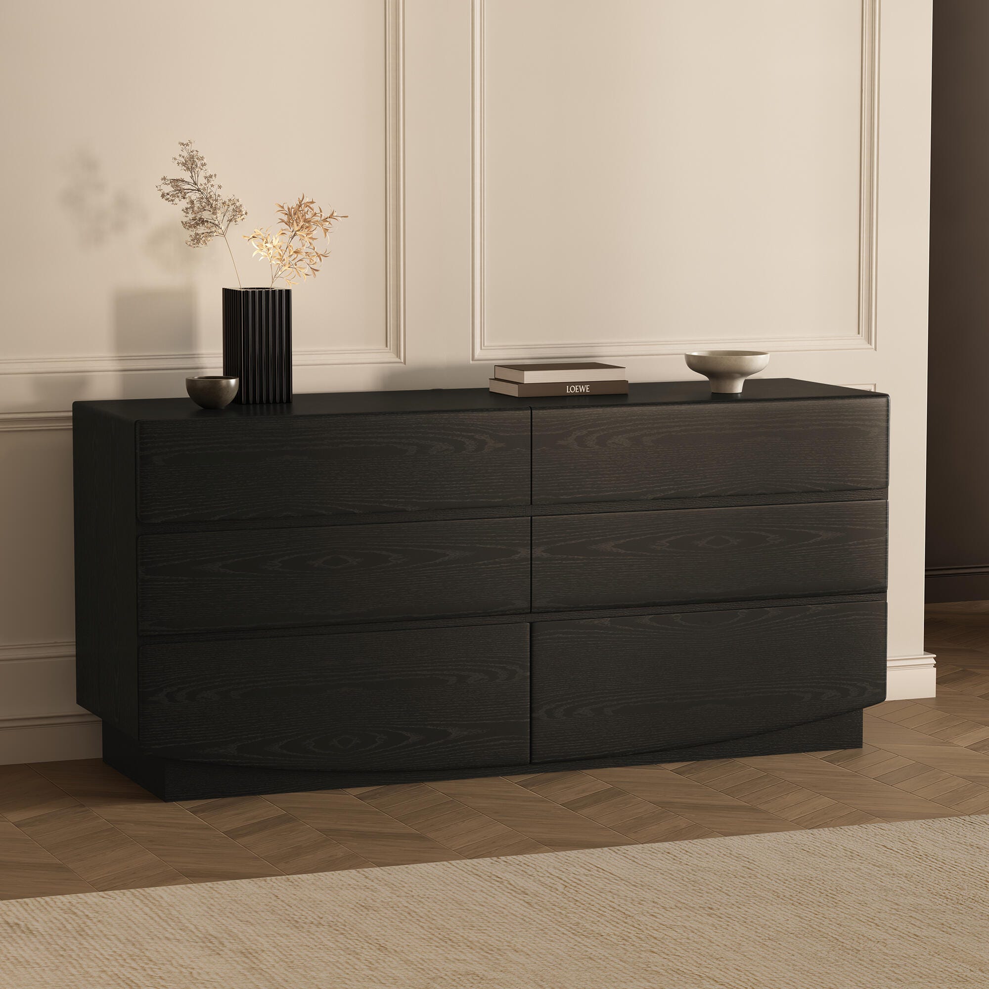Manhattan Comfort Ardea 6 Drawer Double Dresser, Black, rollover