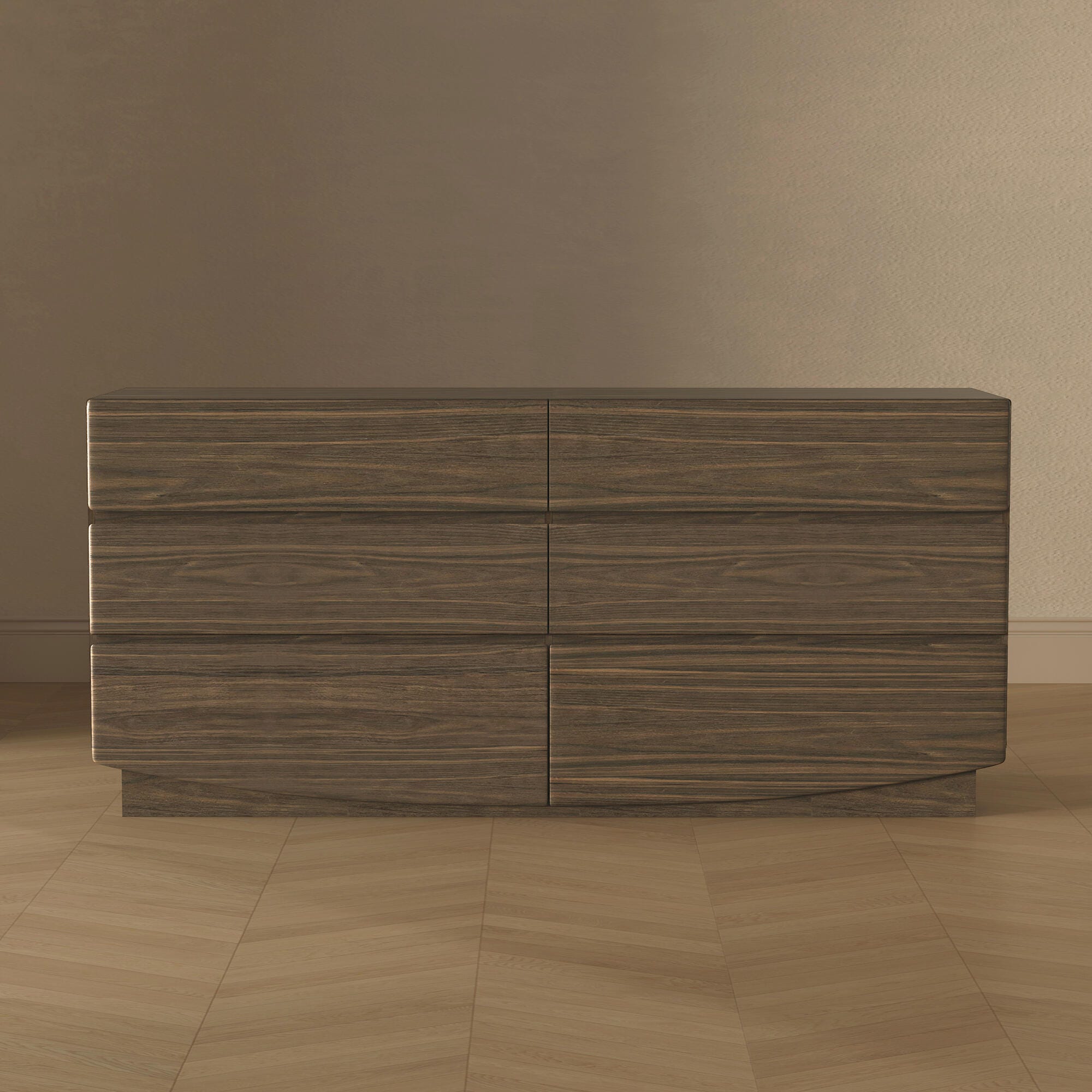 Manhattan Comfort Ardea 6 Drawer Double Dresser, Walnut, large