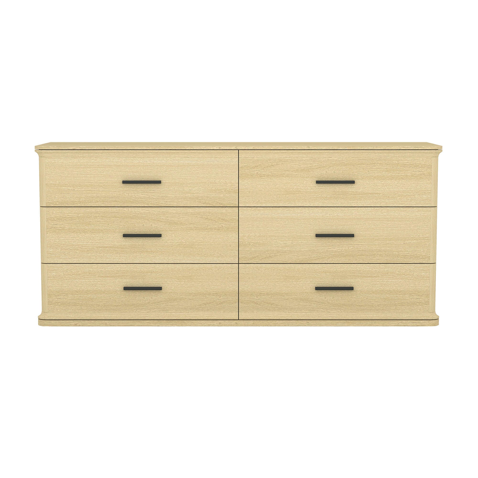 Manhattan Comfort Clifford 6 Drawer Double Dresser, Natural Oak/Black, large