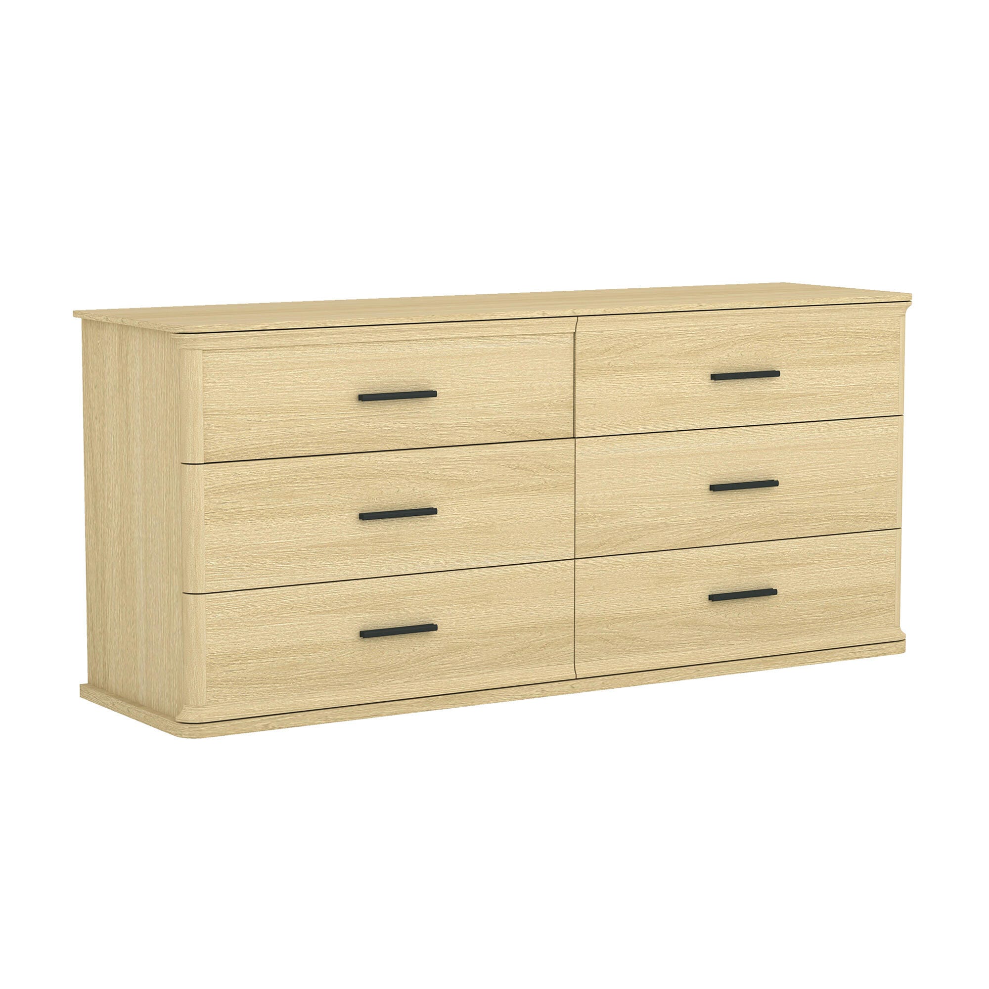 Manhattan Comfort Clifford 6 Drawer Double Dresser, Natural Oak/Black, large