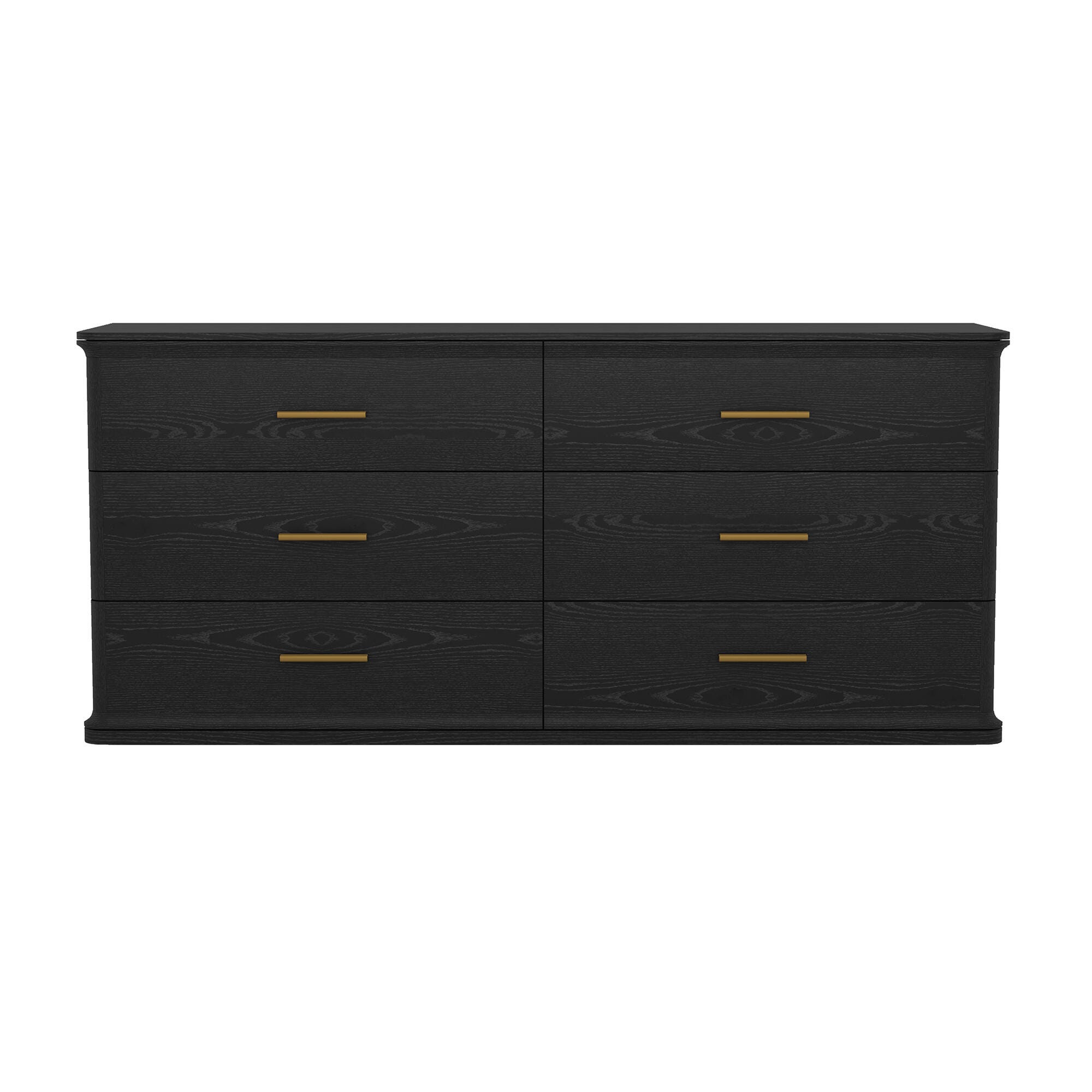 Manhattan Comfort Clifford 6 Drawer Double Dresser, Black/Gold, large