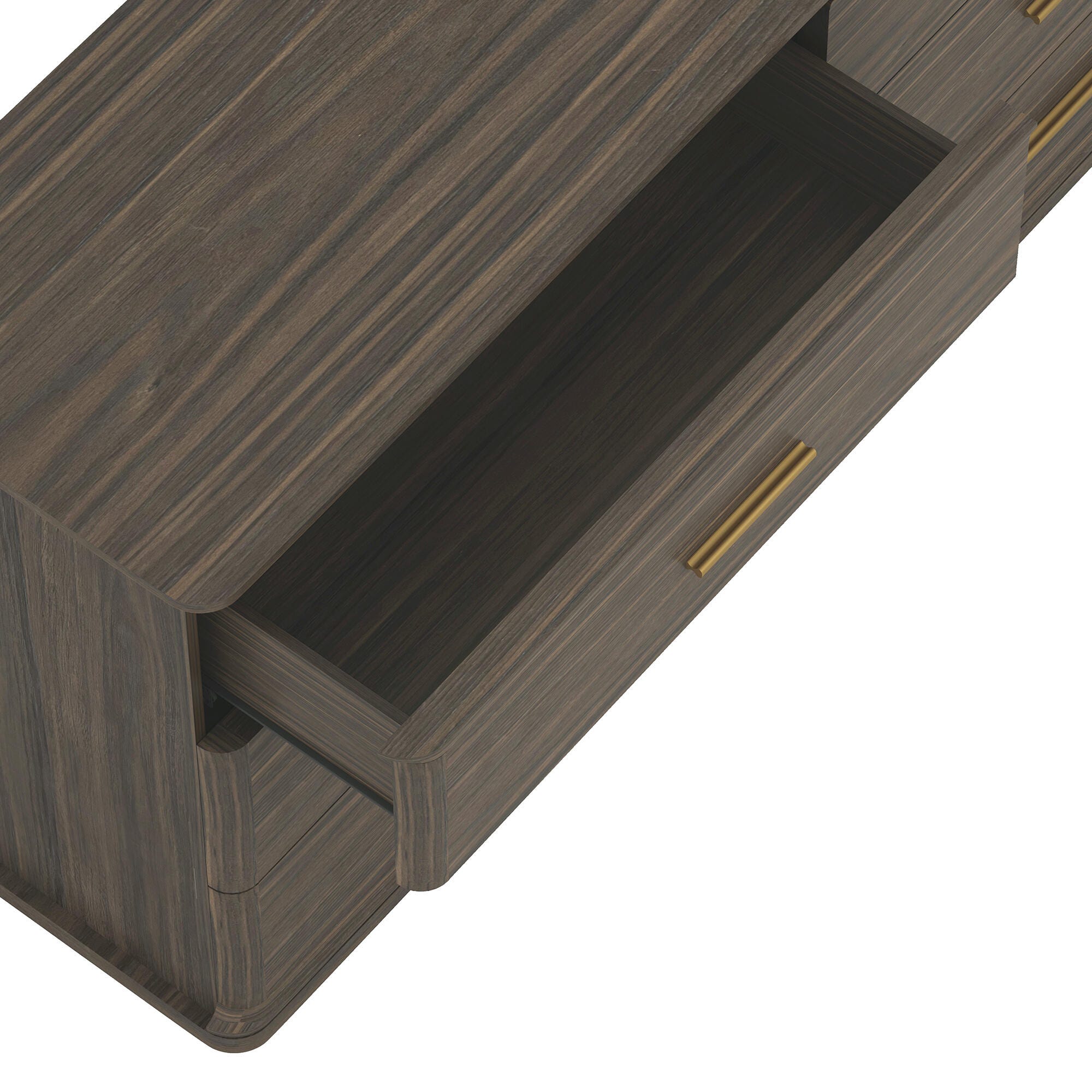 Manhattan Comfort Clifford 6 Drawer Double Dresser, Walnut/Gold, large