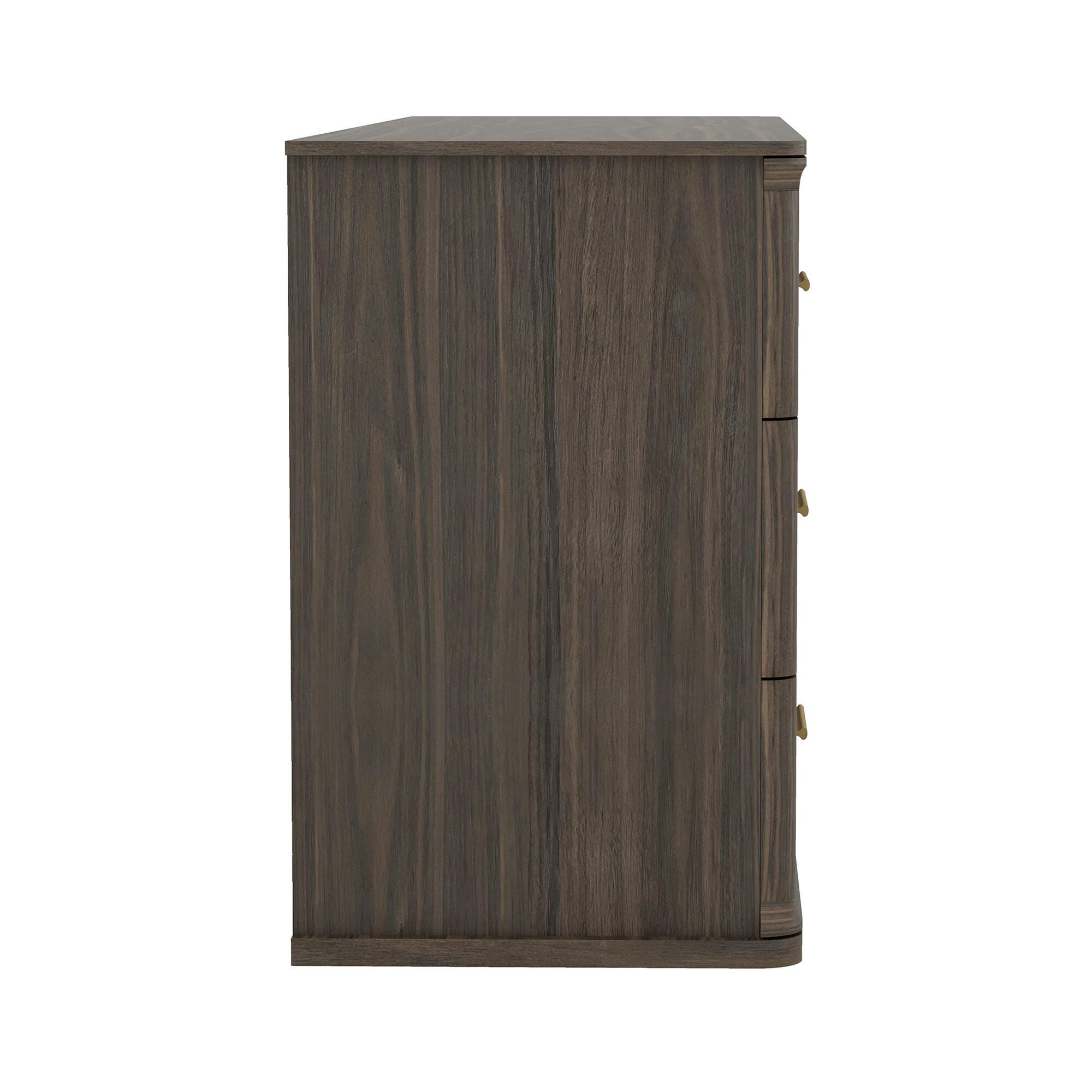 Manhattan Comfort Clifford 6 Drawer Double Dresser, Walnut/Gold, large