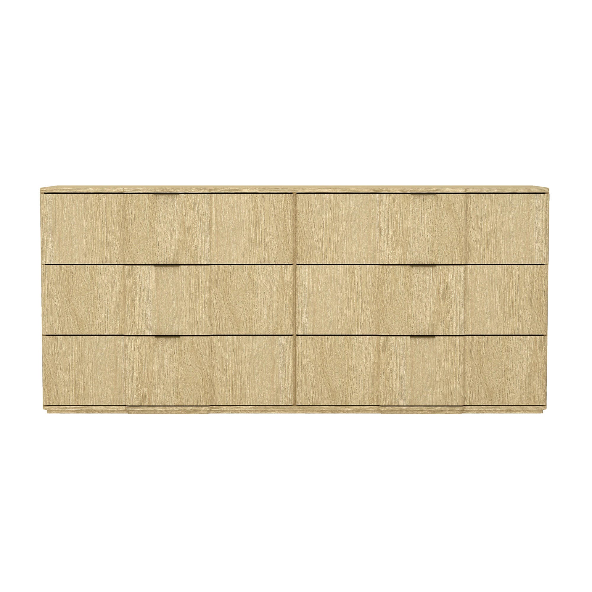 Manhattan Comfort Clive 6 Drawer Double Dresser, Natural Oak/Gold, large