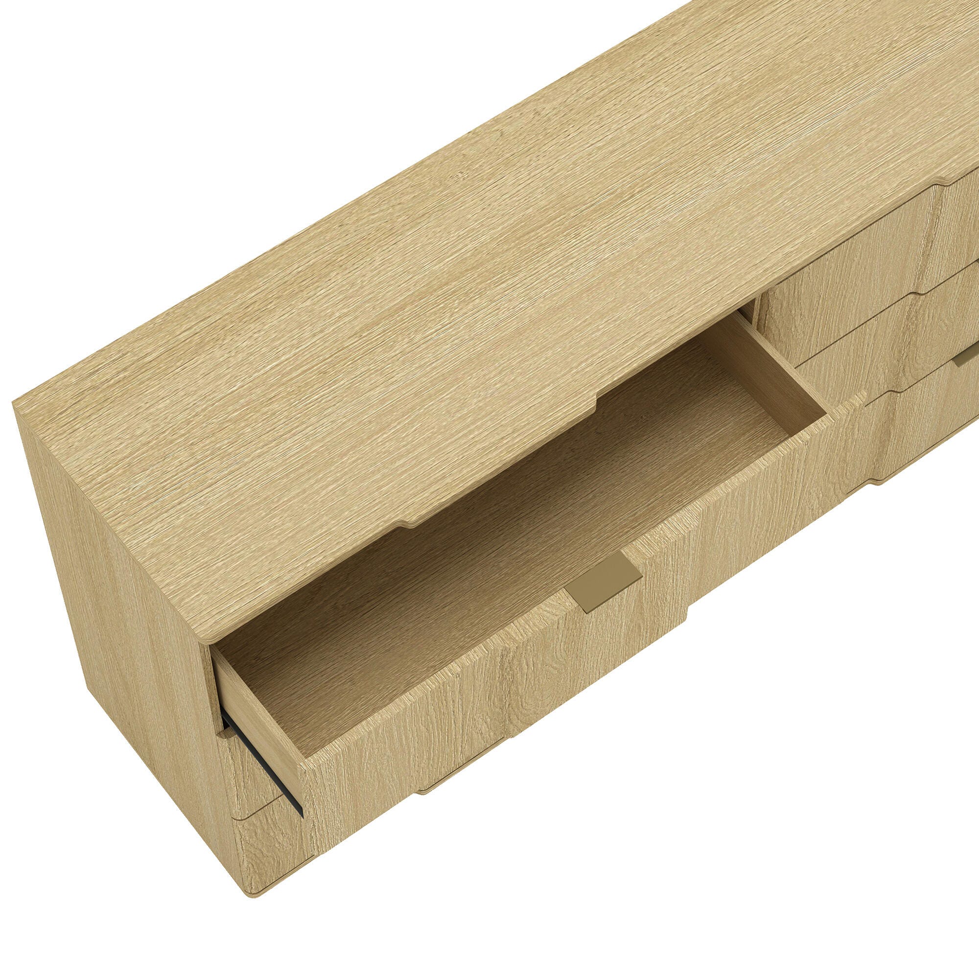 Manhattan Comfort Clive 6 Drawer Double Dresser, Natural Oak/Gold, large