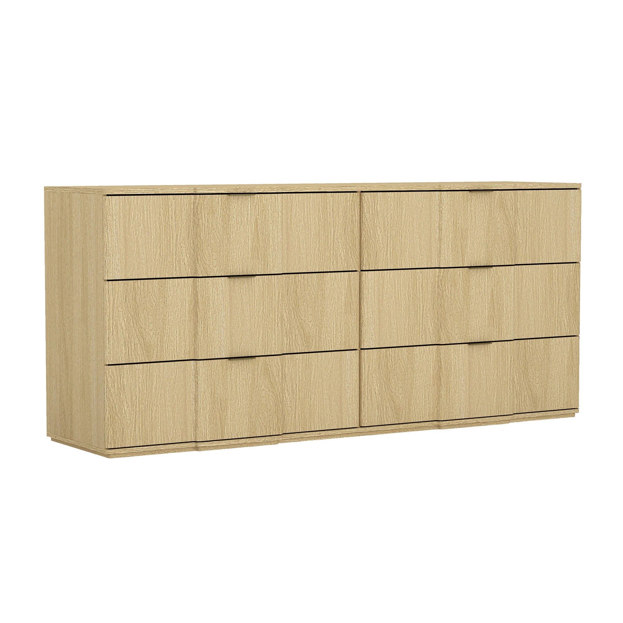 Manhattan Comfort Clive 6 Drawer Double Dresser, Natural Oak/Gold, large
