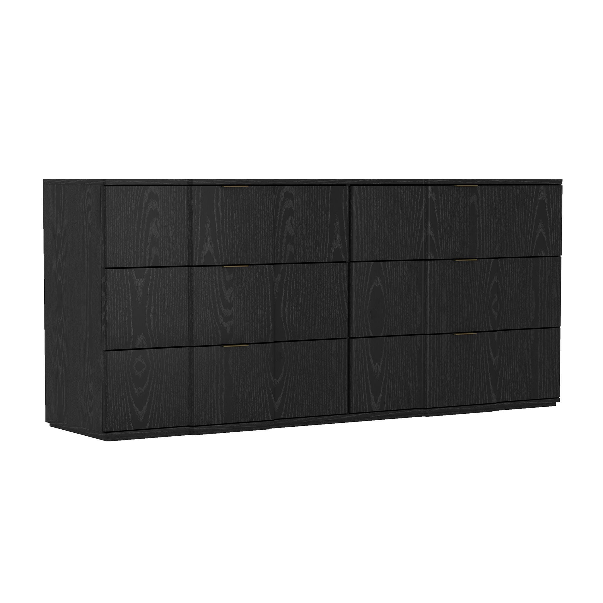 Manhattan Comfort Clive 6 Drawer Double Dresser, Black/Gold, large