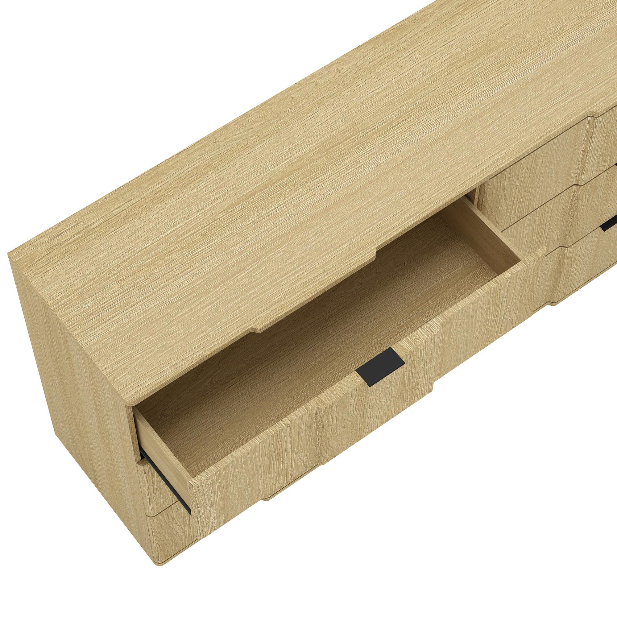 Manhattan Comfort Clive 6 Drawer Double Dresser, Natural Oak/Black, large