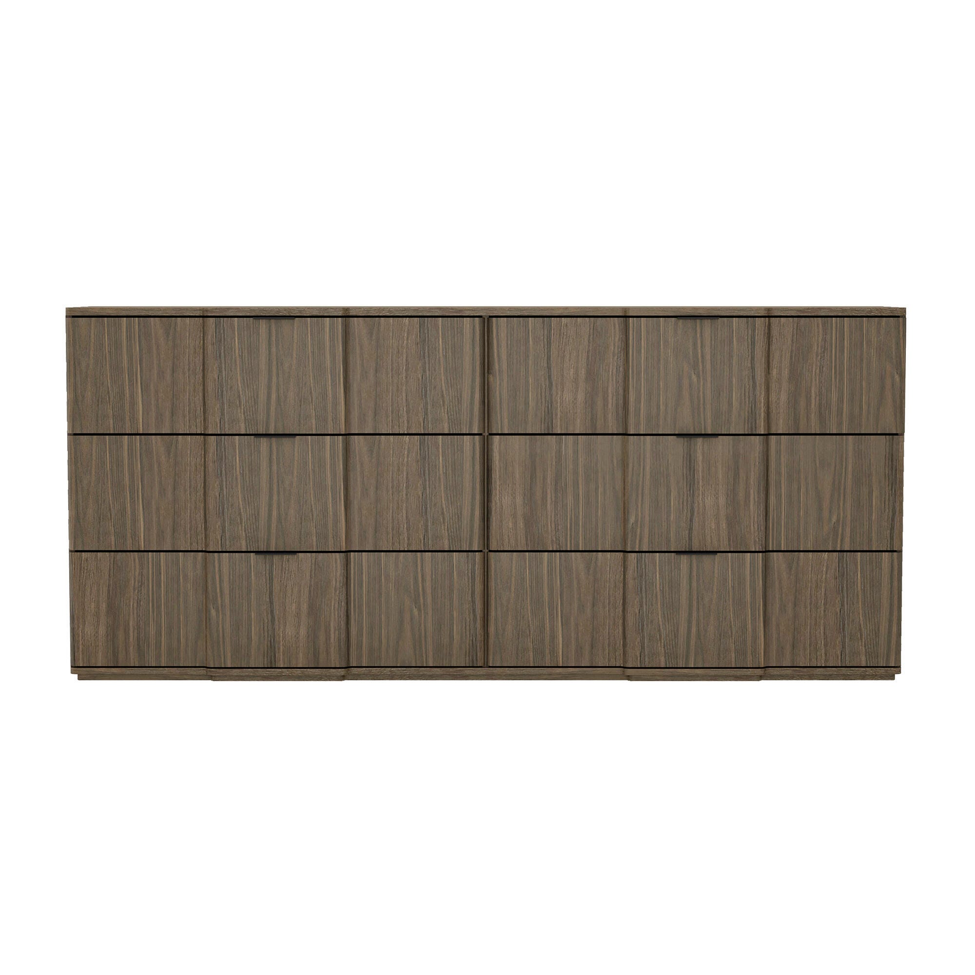 Manhattan Comfort Clive 6 Drawer Double Dresser, Walnut/Black, large