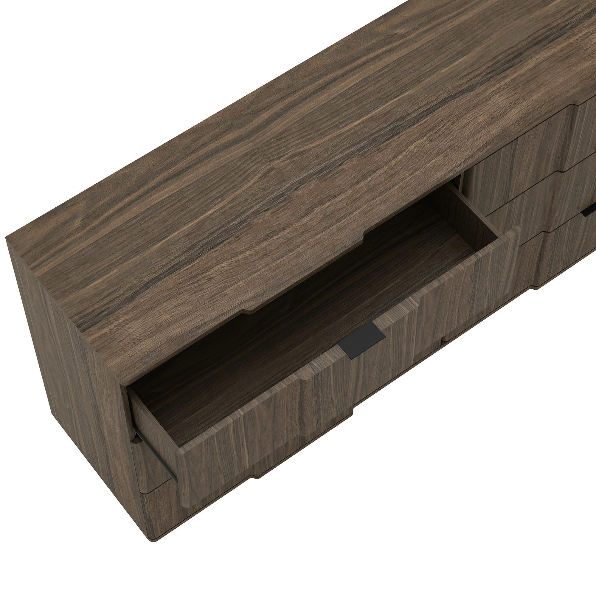 Manhattan Comfort Clive 6 Drawer Double Dresser, Walnut/Black, large