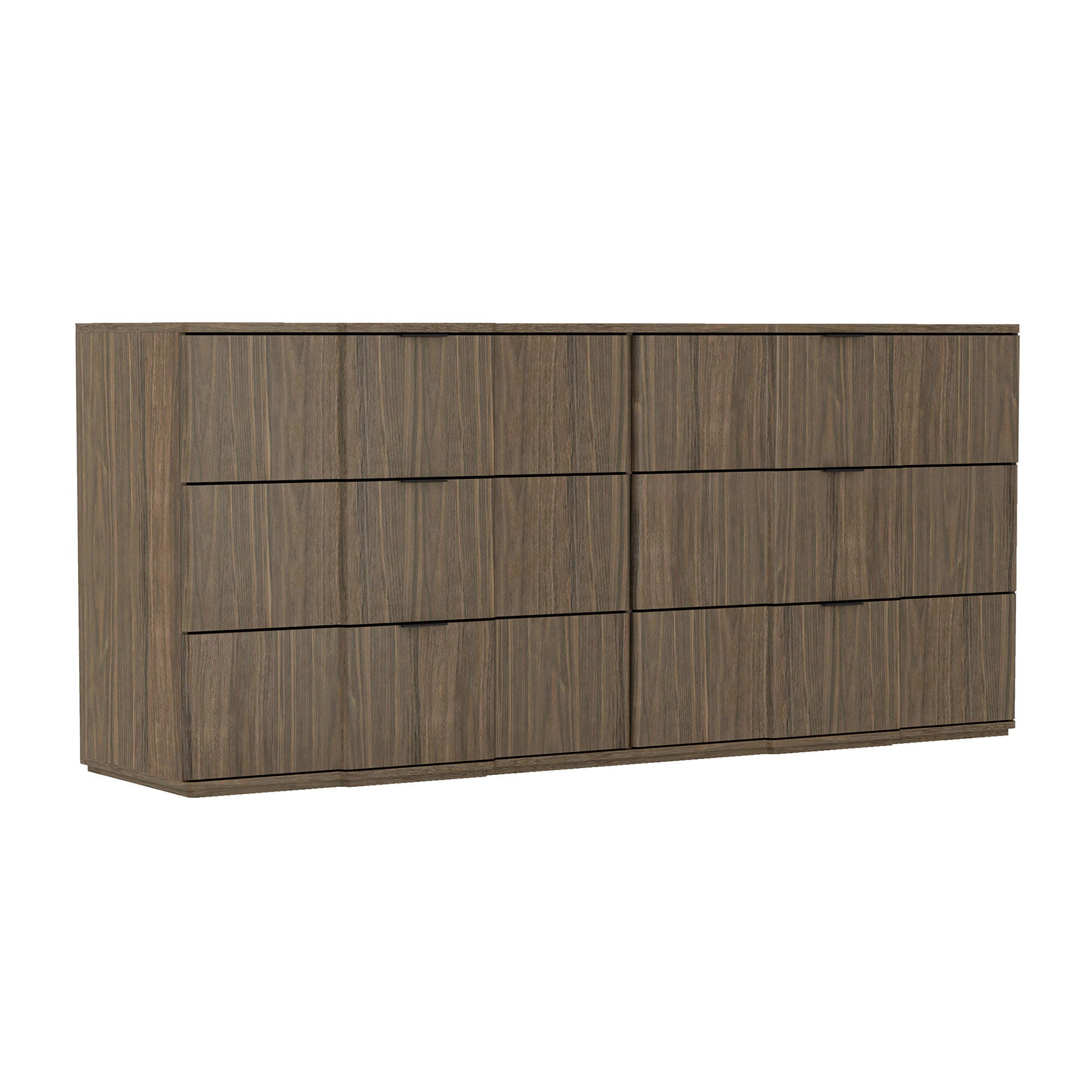 Manhattan Comfort Clive 6 Drawer Double Dresser, Walnut/Black, large