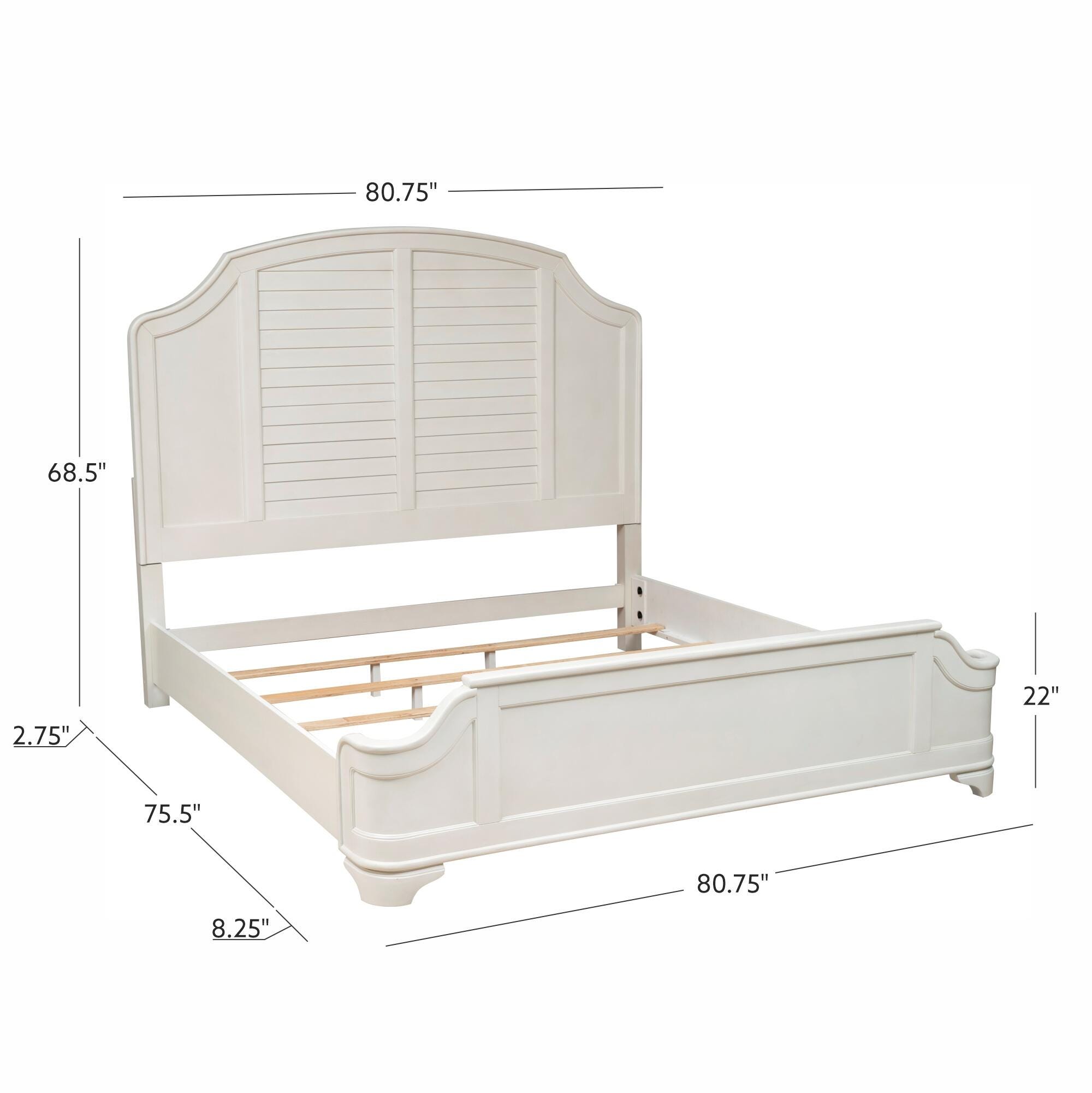 Linon Nori King Panel Bed, White, large