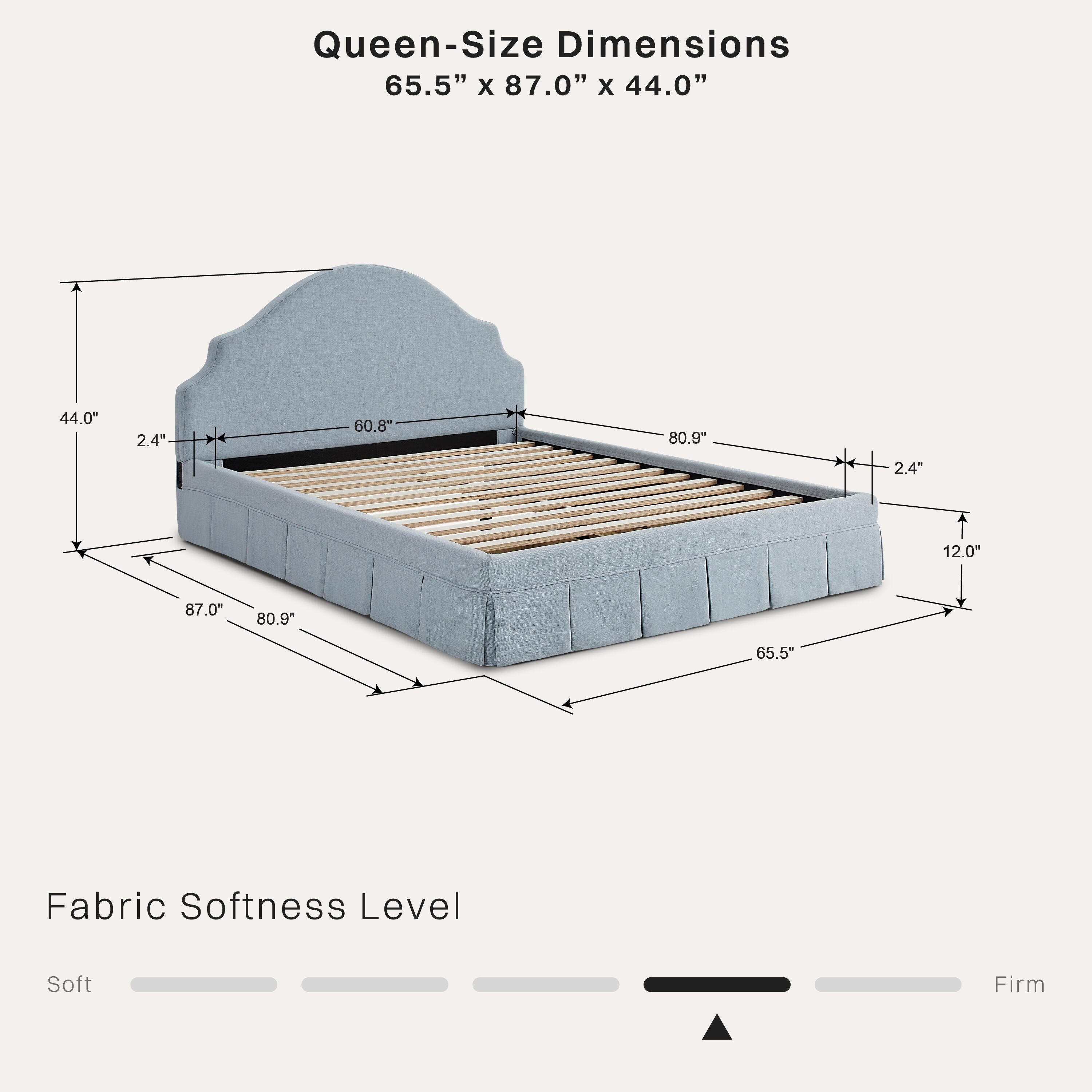 Studio Living Caroline Queen Upholstered Bed, Blue, large