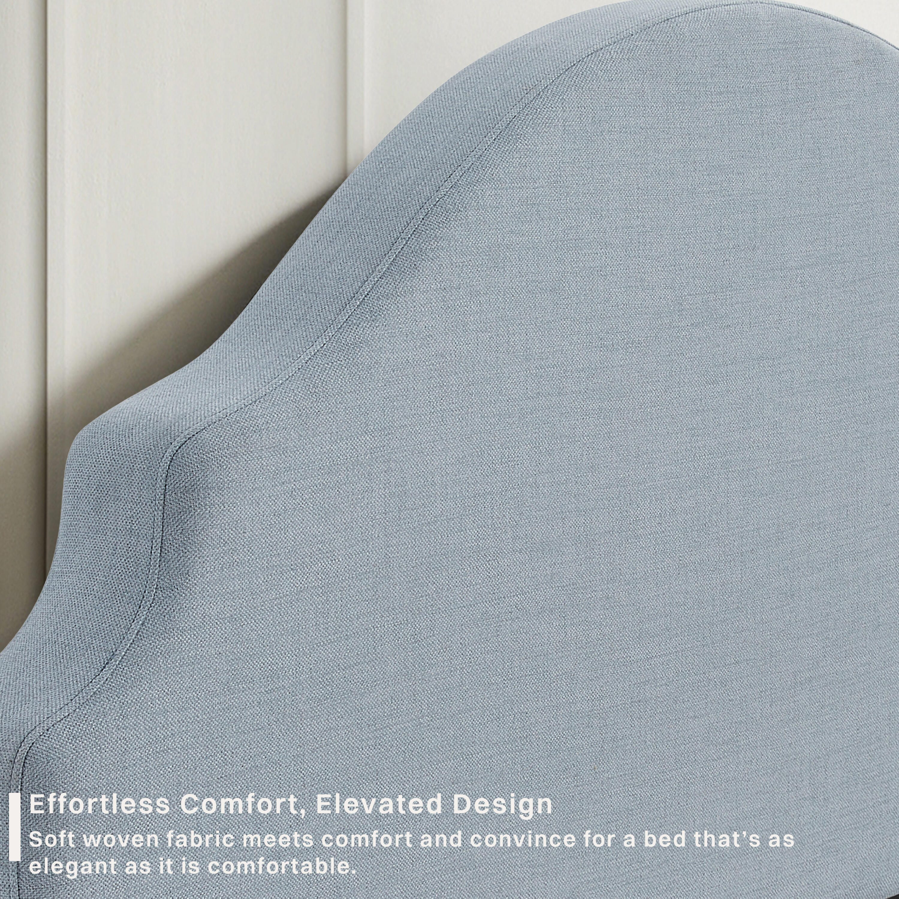 Studio Living Caroline Queen Upholstered Bed, Blue, large