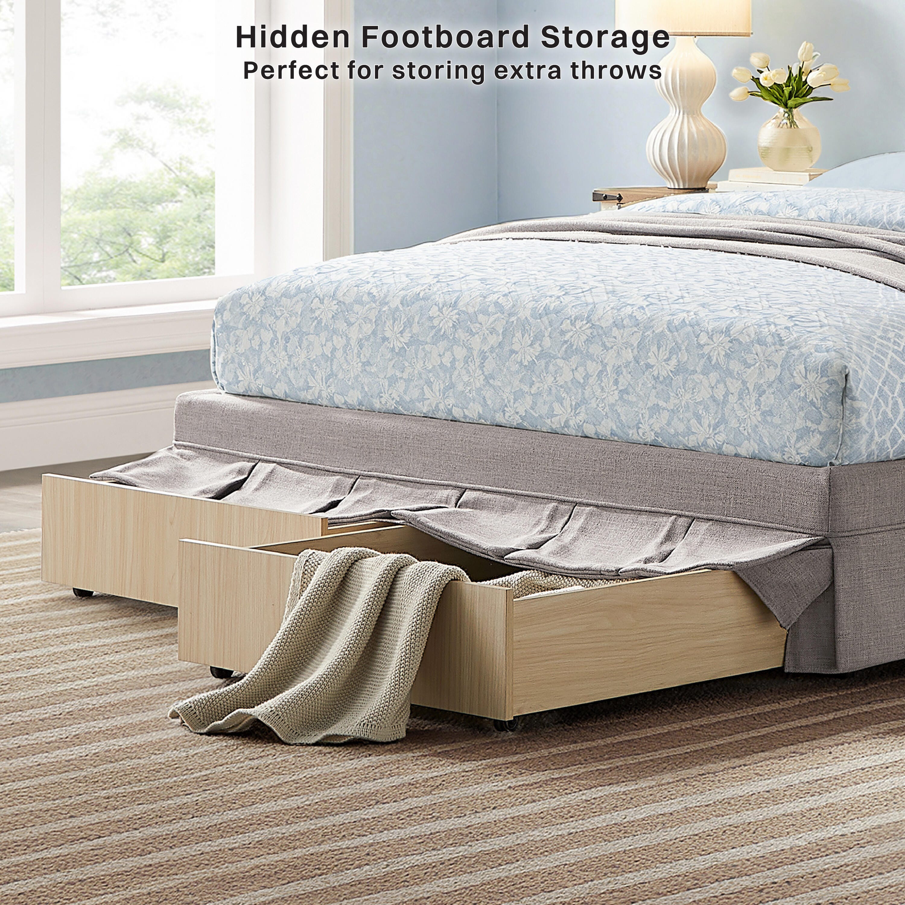 Studio Living Caroline Queen Upholstered Bed, Gray, large