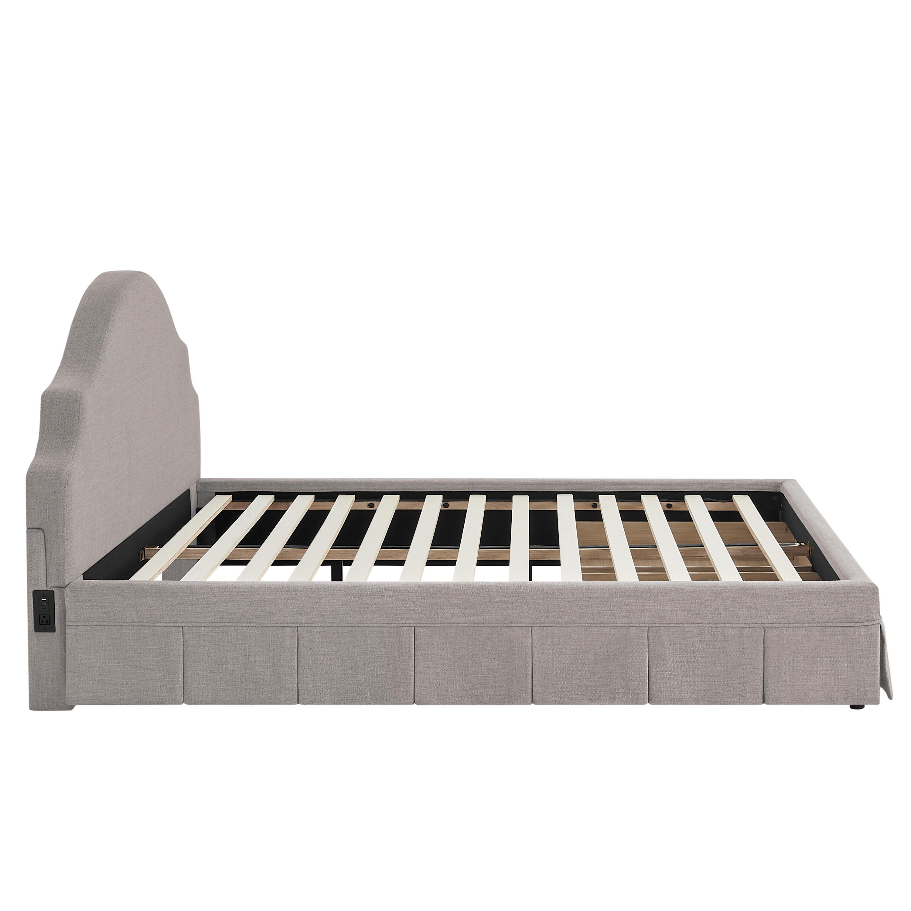 Studio Living Caroline Queen Upholstered Bed, Gray, large