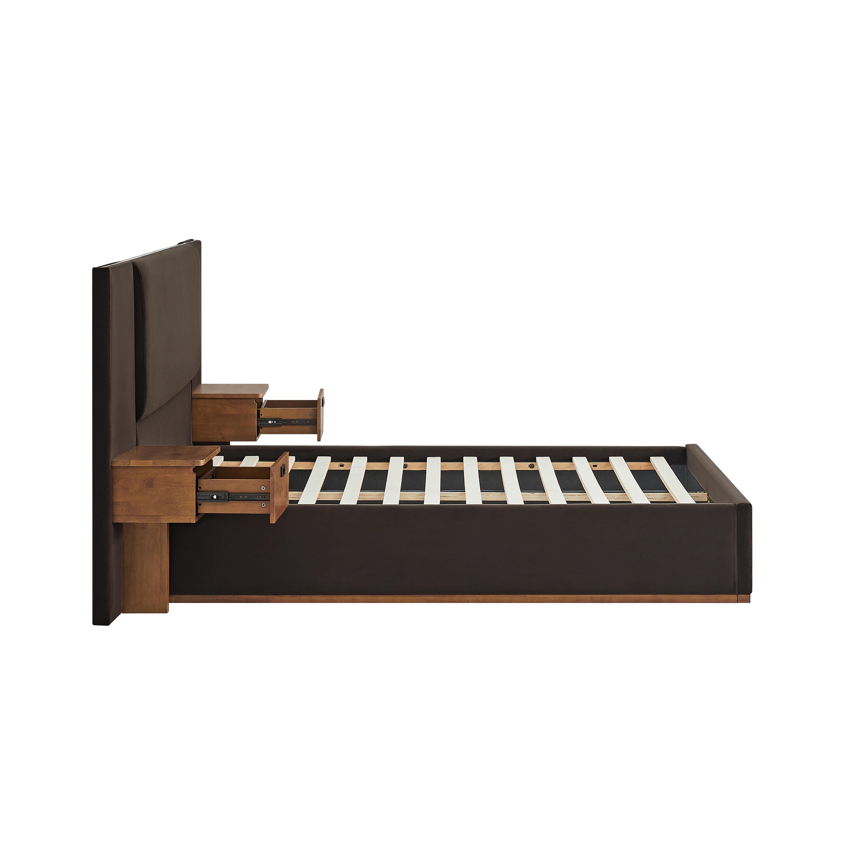 Studio Living Dahlia King Upholstered Bed, Brown, large