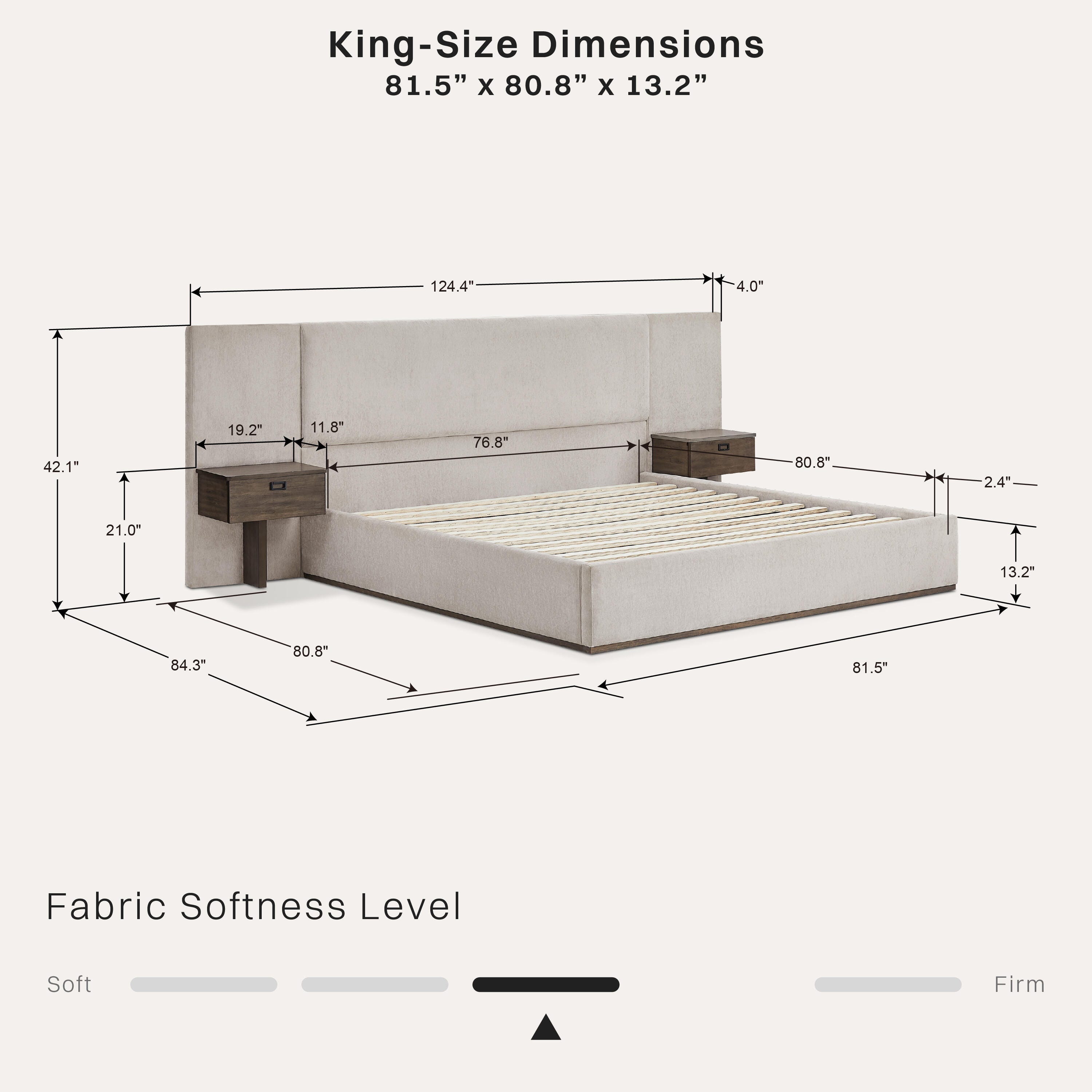 Studio Living Dahlia King Upholstered Bed, Light Gray, large