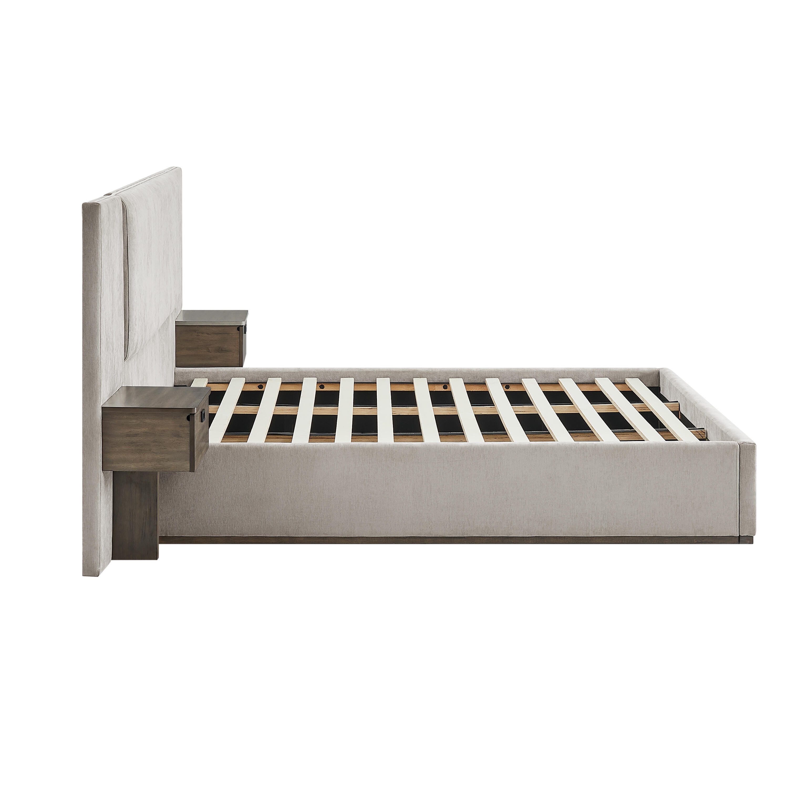 Studio Living Dahlia King Upholstered Bed, Light Gray, large