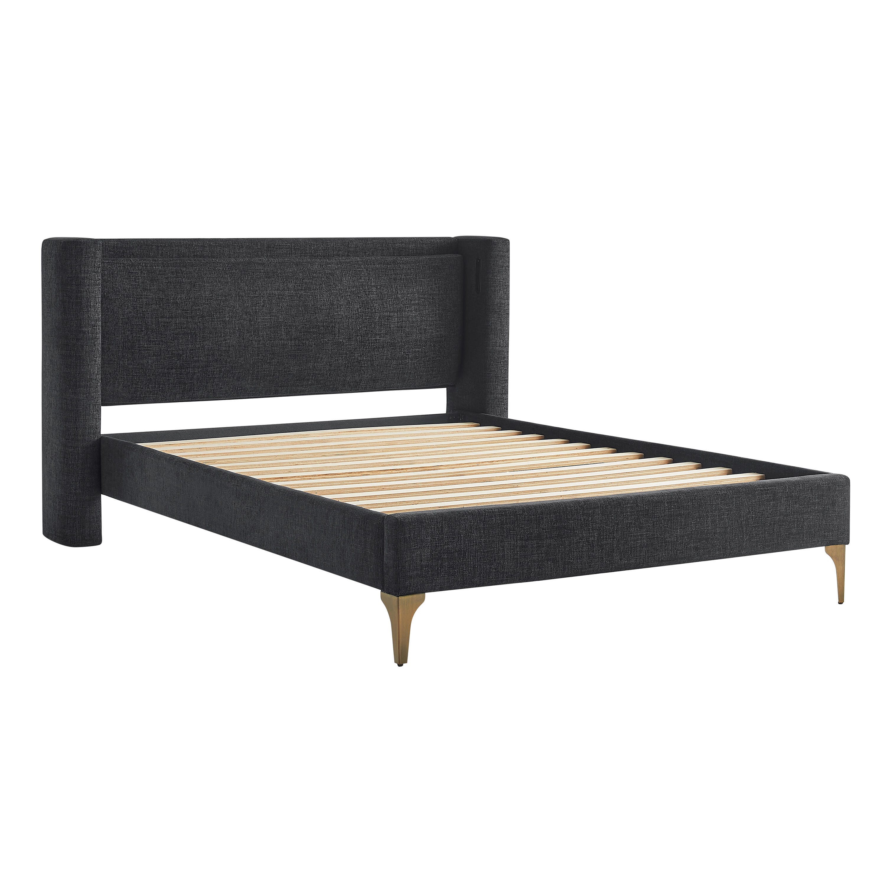 Studio Living Sawyer King Upholstered Bed, Black, large