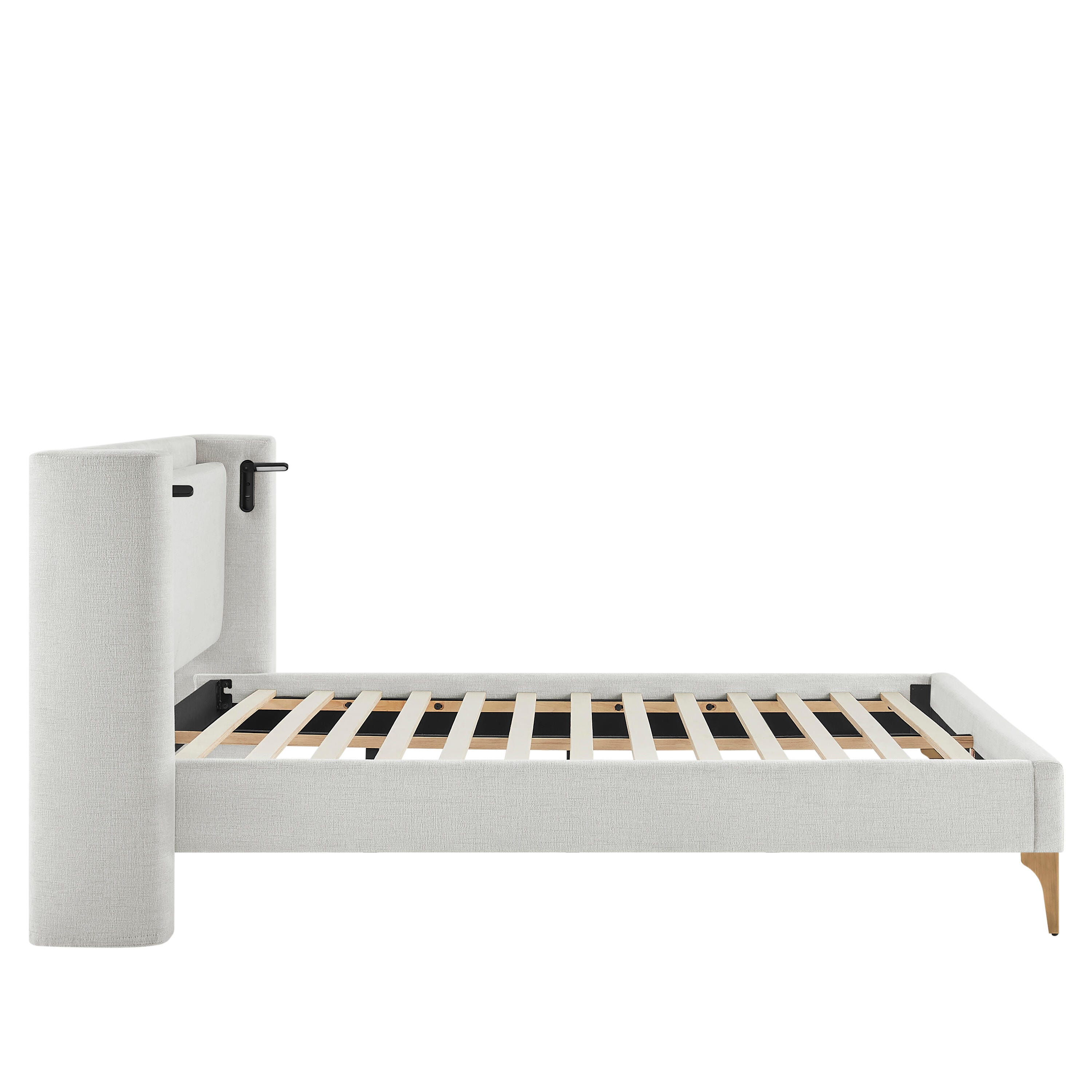 Studio Living Sawyer Queen Upholstered Bed, Ivory, large