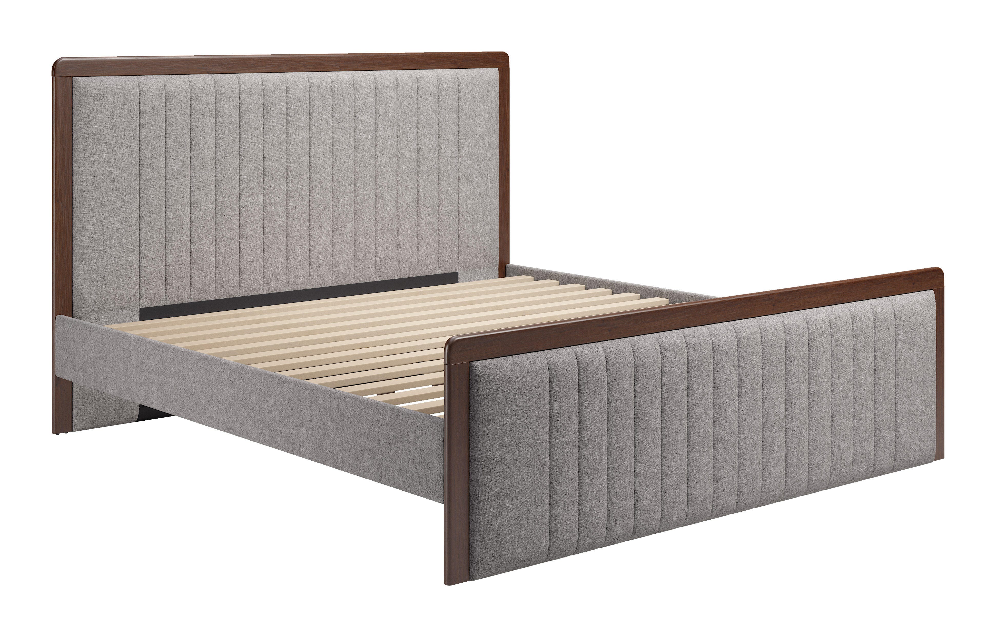 Erika Home ZUO Somune King Panel Platform Bed, Gray/Walnut, large