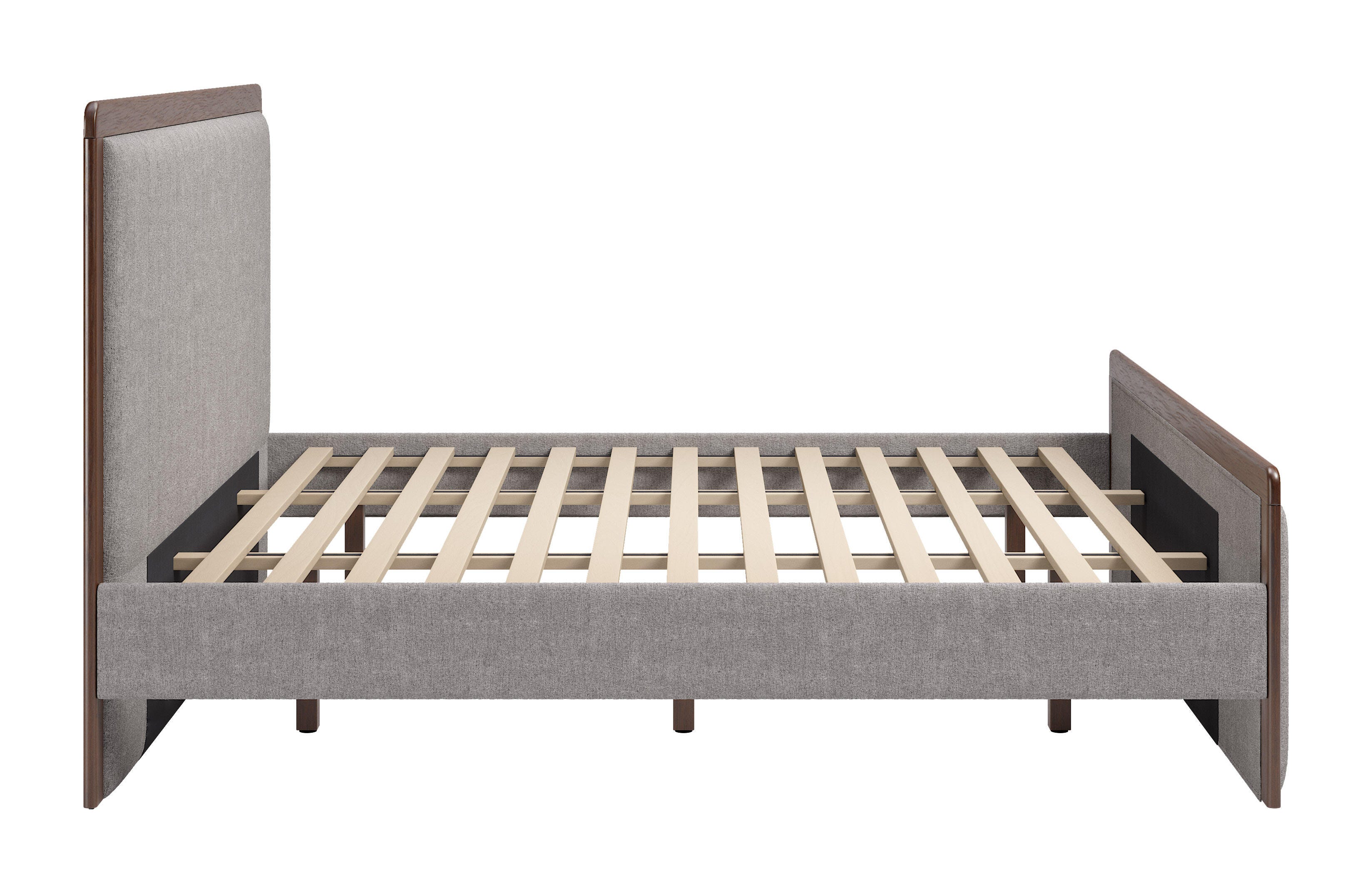 Erika Home ZUO Somune King Panel Platform Bed, Gray/Walnut, large