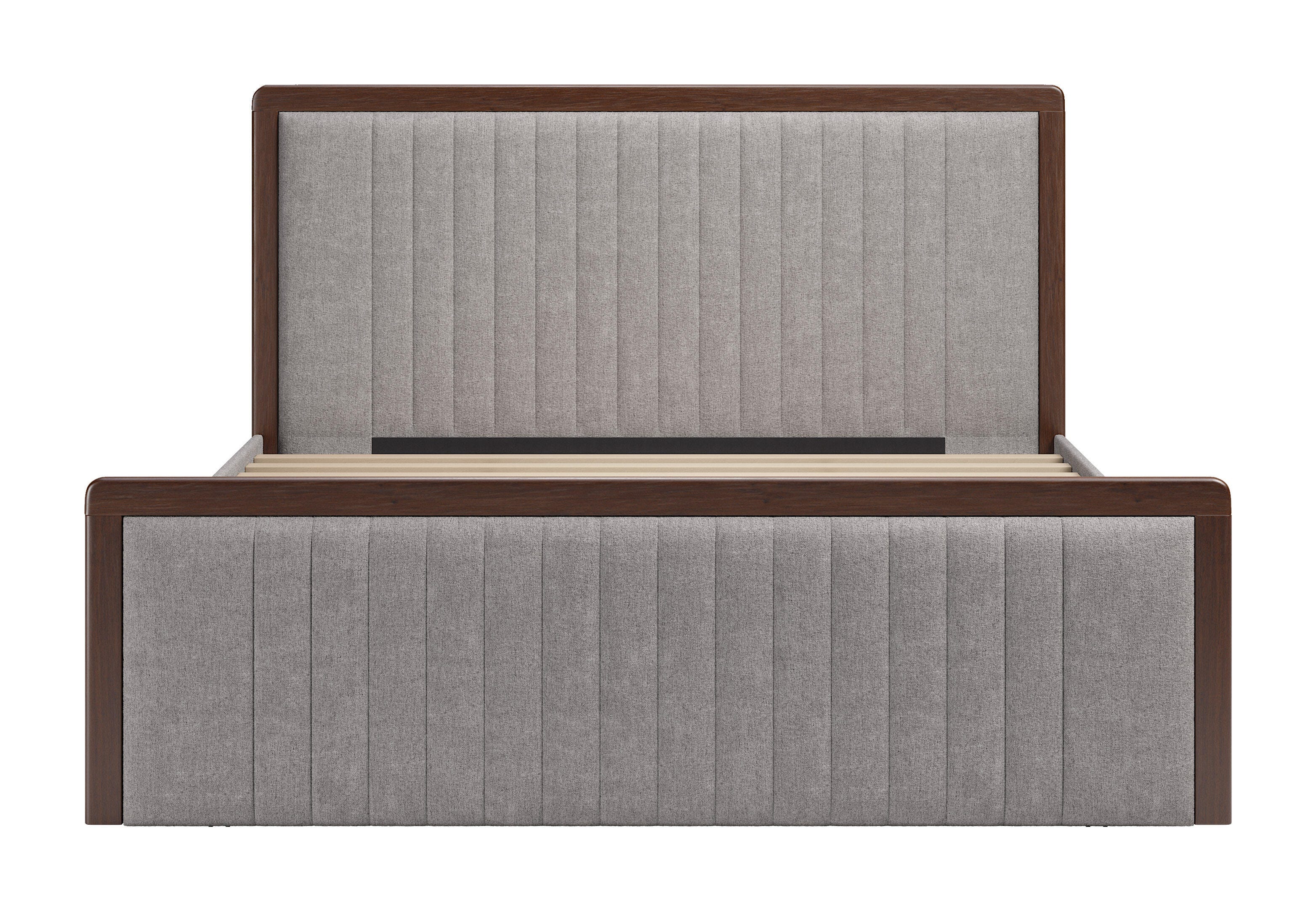 Erika Home ZUO Somune King Panel Platform Bed, Gray/Walnut, large