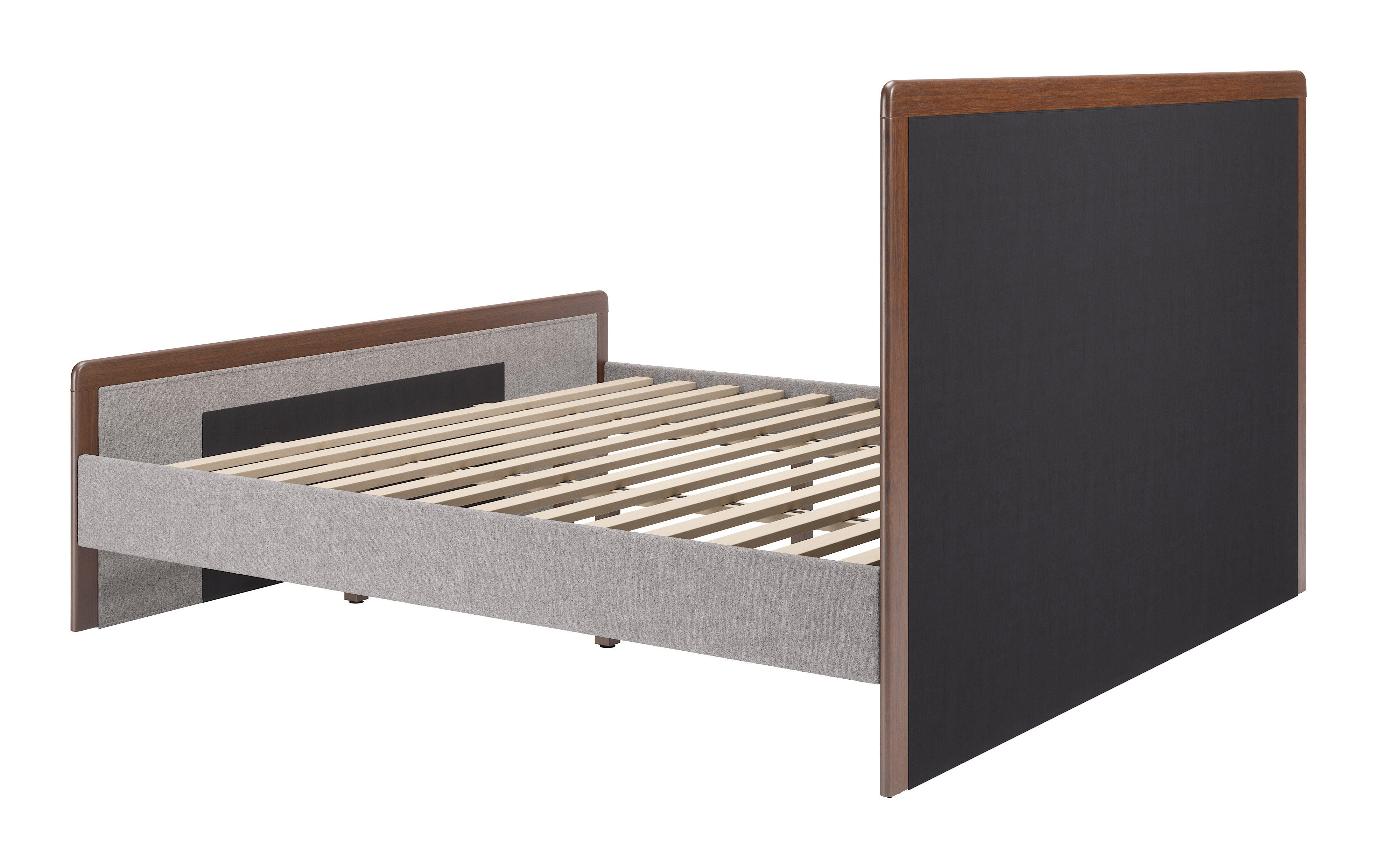 Erika Home ZUO Somune King Panel Platform Bed, Gray/Walnut, large