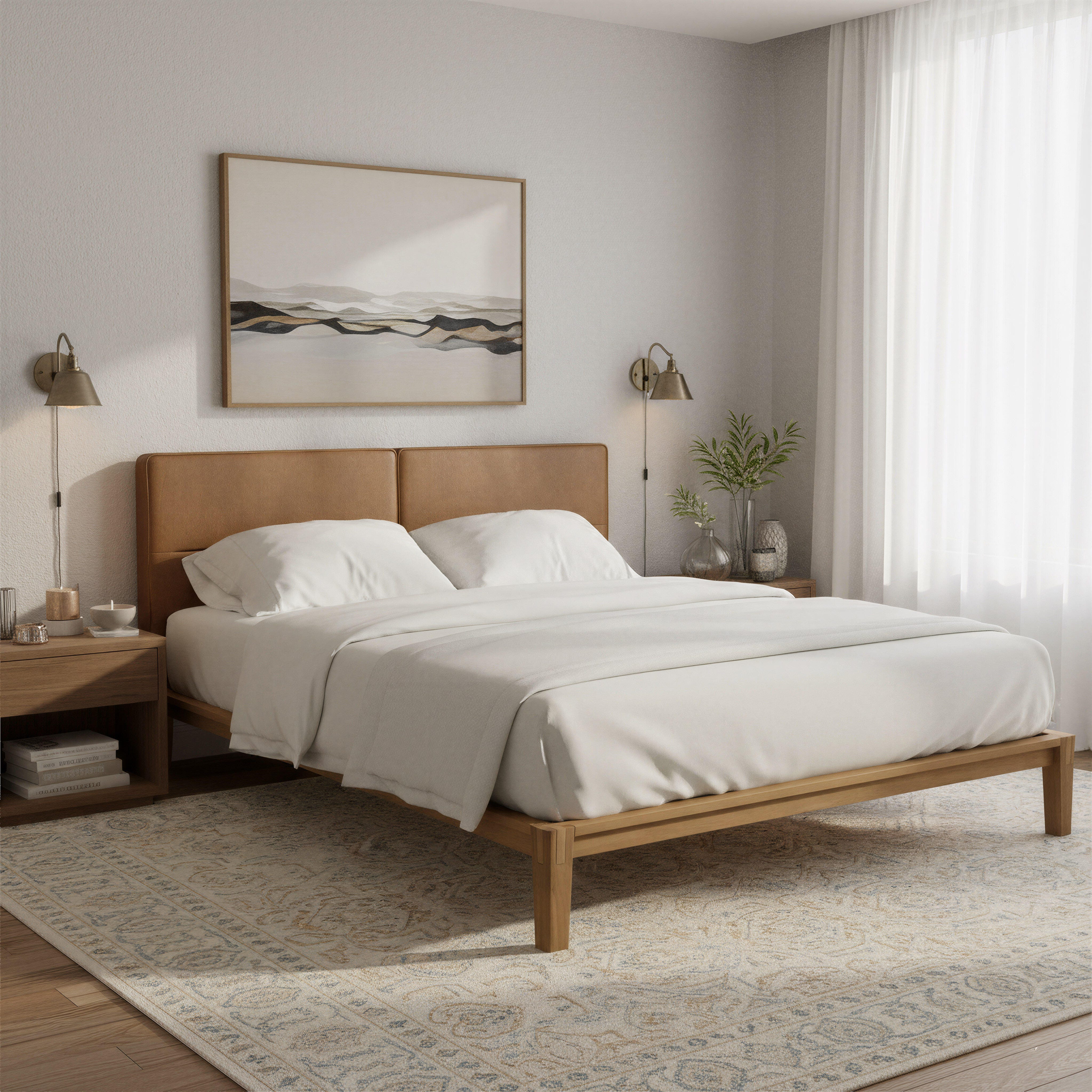 Erika Home ZUO Lumm Solid Queen Platform Bed, Natural, rollover