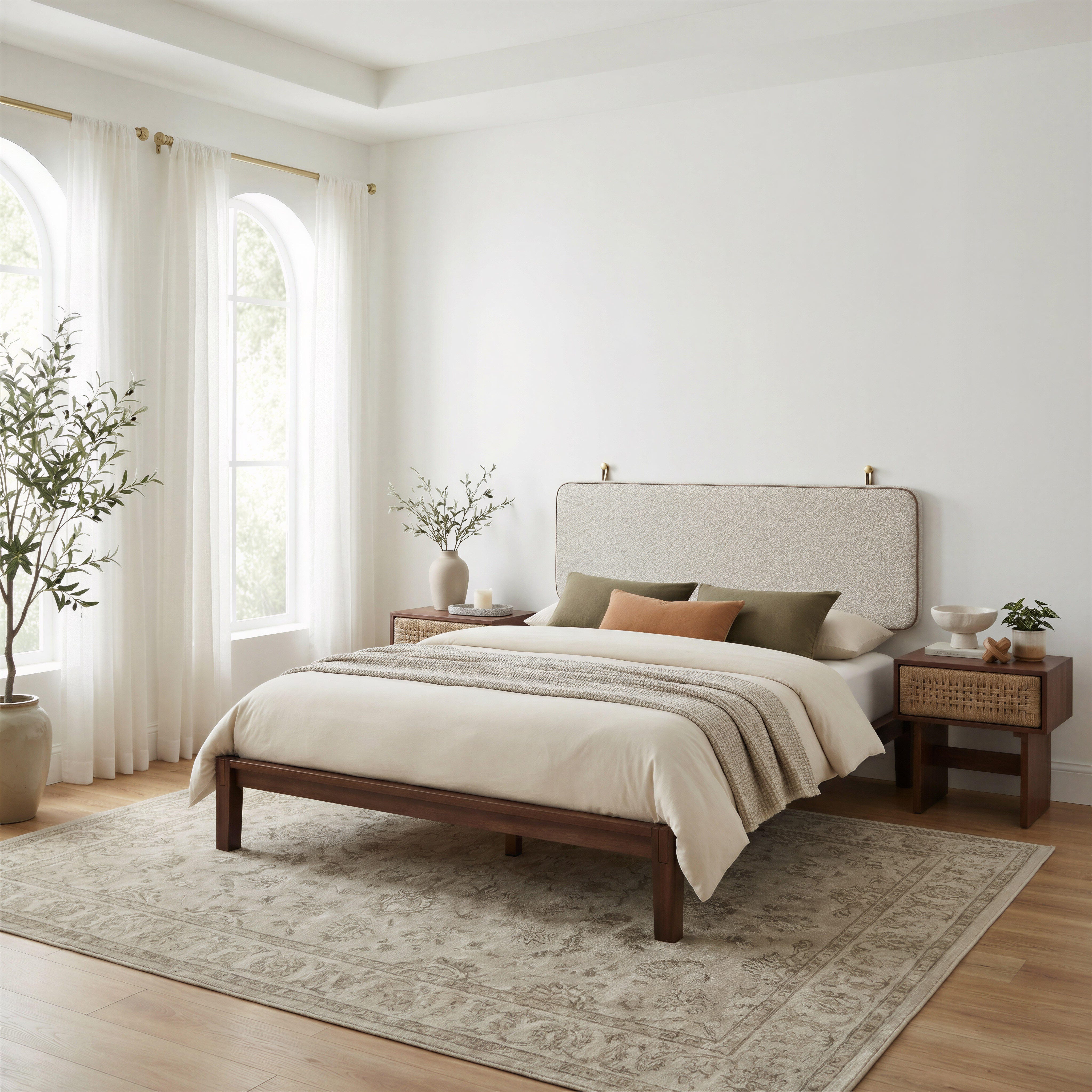 Erika Home ZUO Lumm Solid Queen Platform Bed, Walnut, rollover