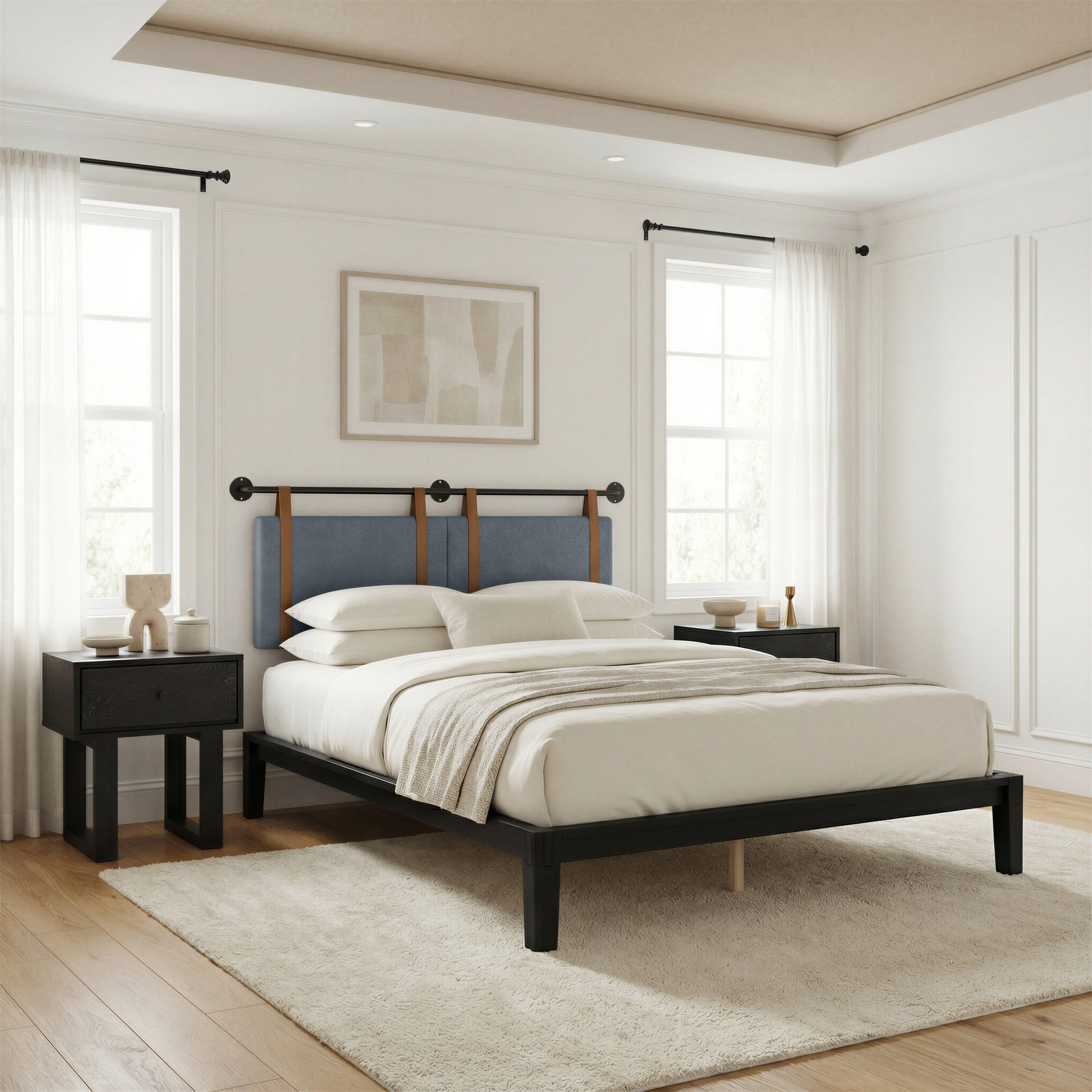 Erika Home ZUO Lumm Solid Queen Platform Bed, Black, rollover