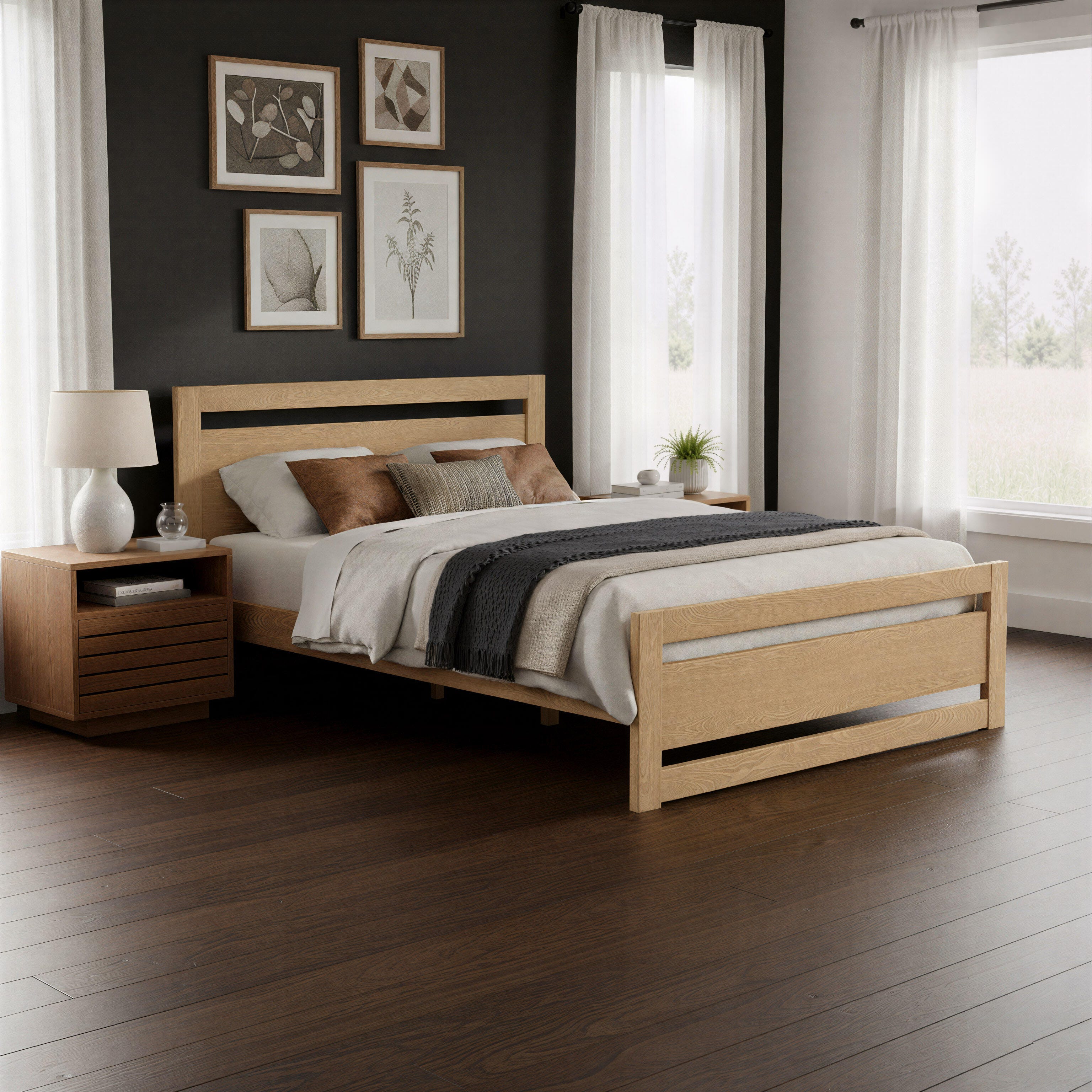 Erika Home ZUO Repos Queen Panel Platform Bed, Brown, rollover