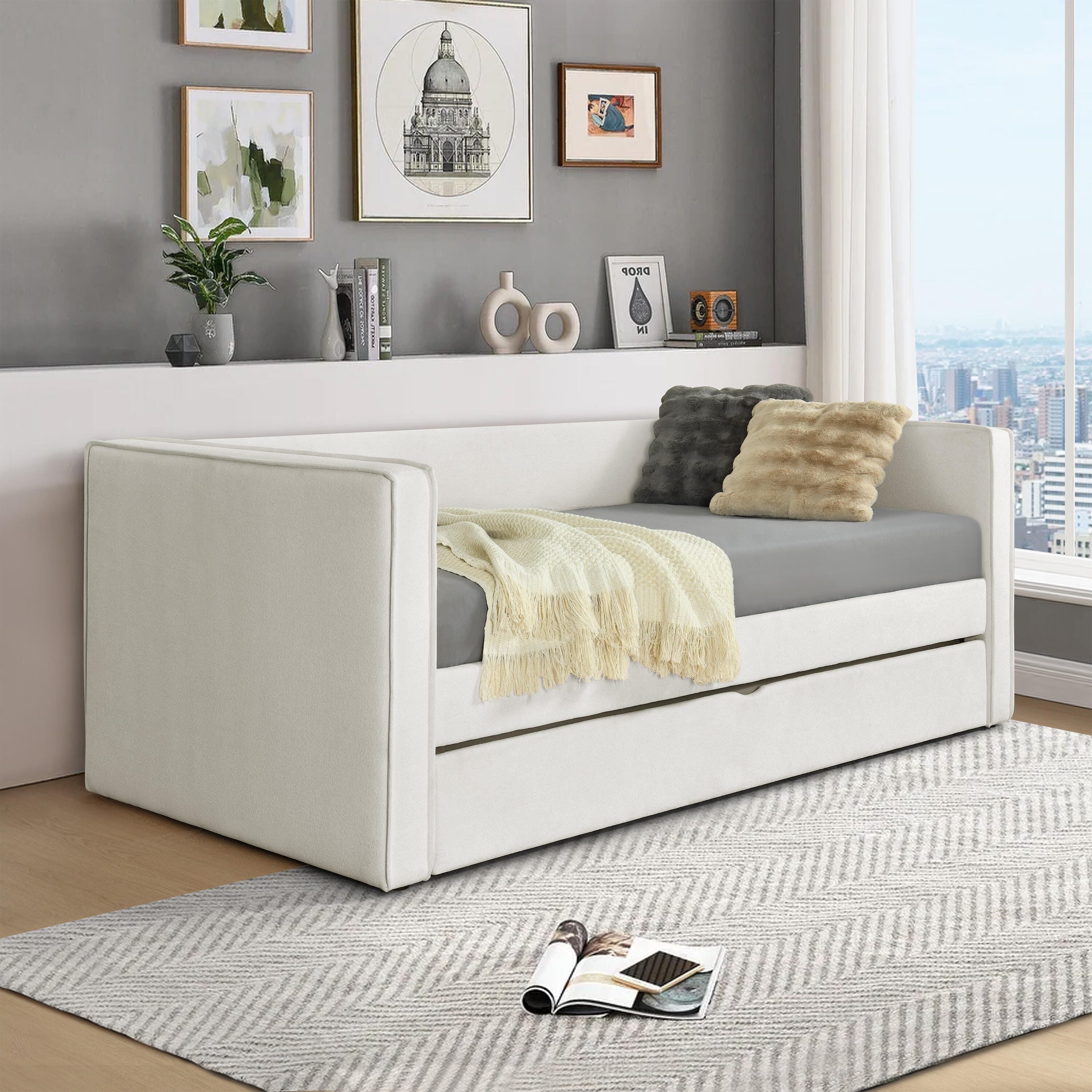 Linon Lukins Twin Daybed with Trundle, , rollover