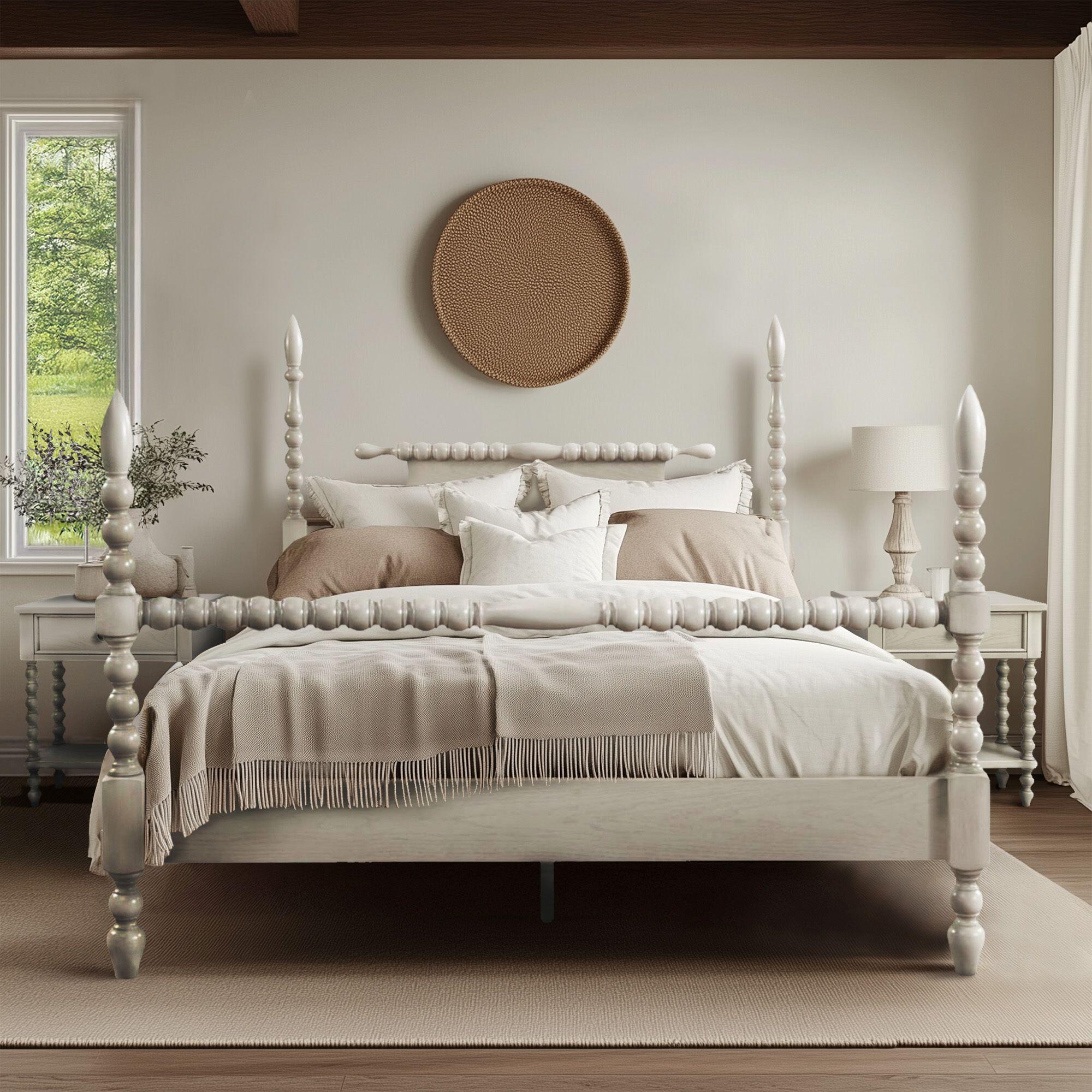 Madison Park Signature Beckett Rolling Pin King Bed, Antique Cream, rollover