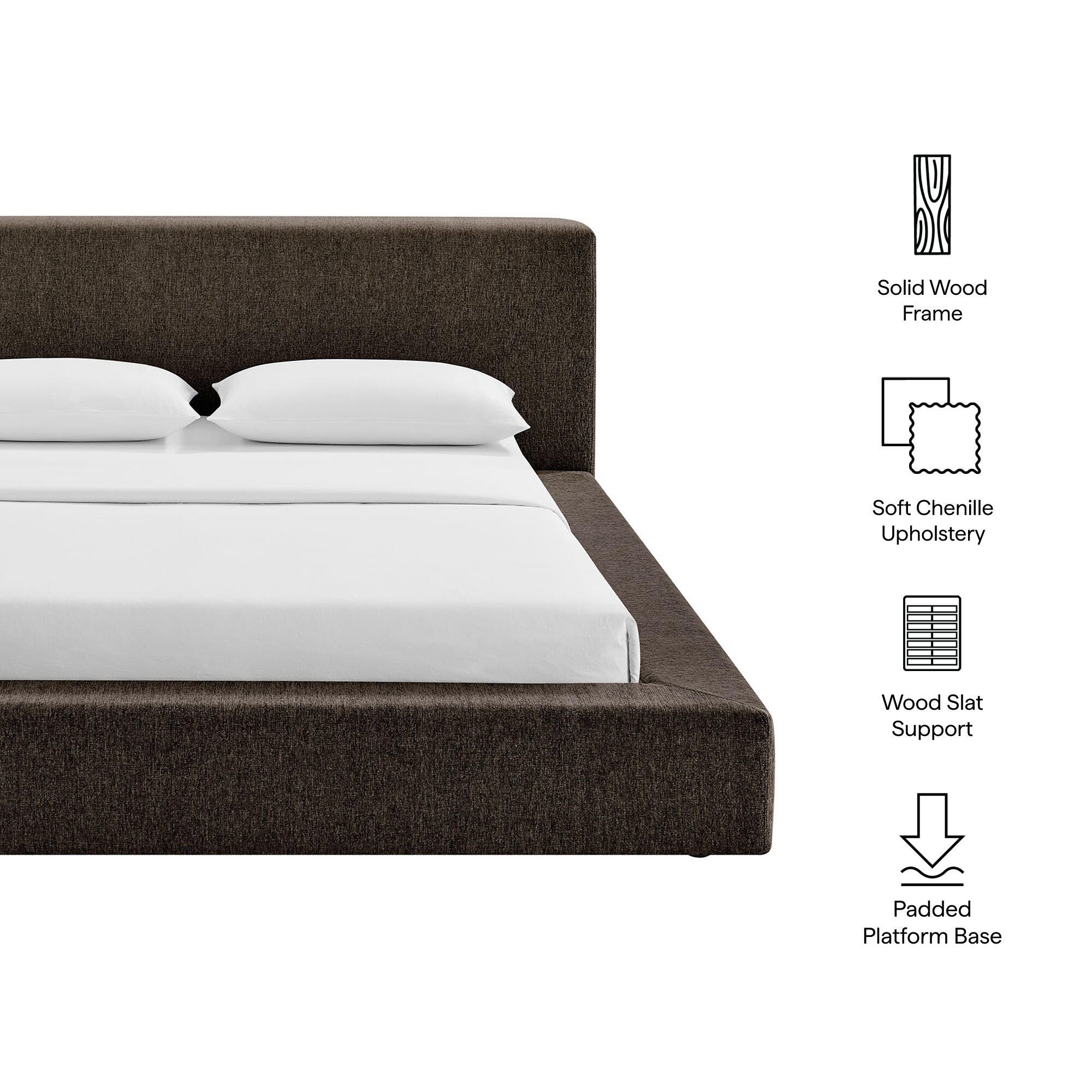 Modway Luma Queen Panel Platform Bed, Java, large