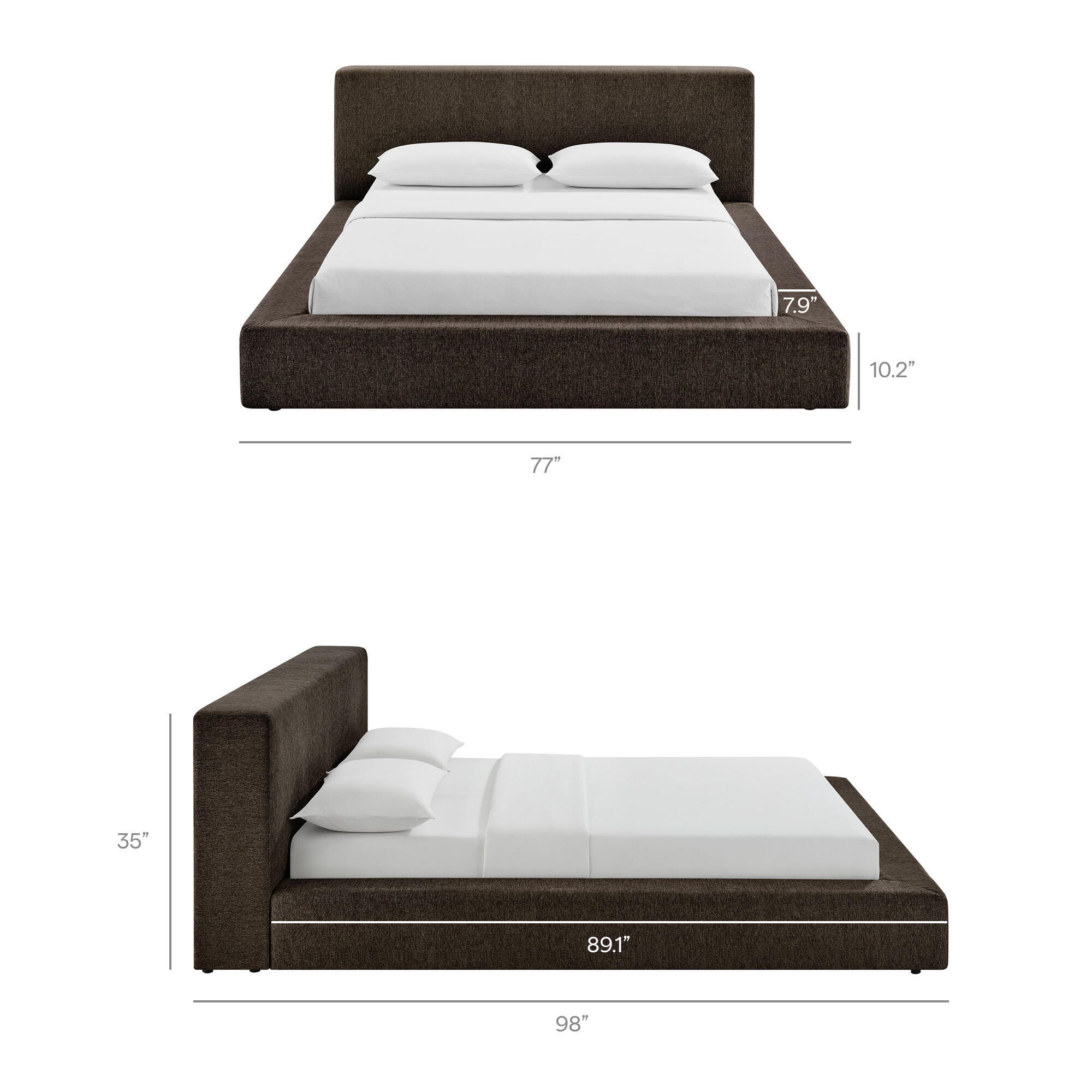 Modway Luma Queen Panel Platform Bed, Java, large