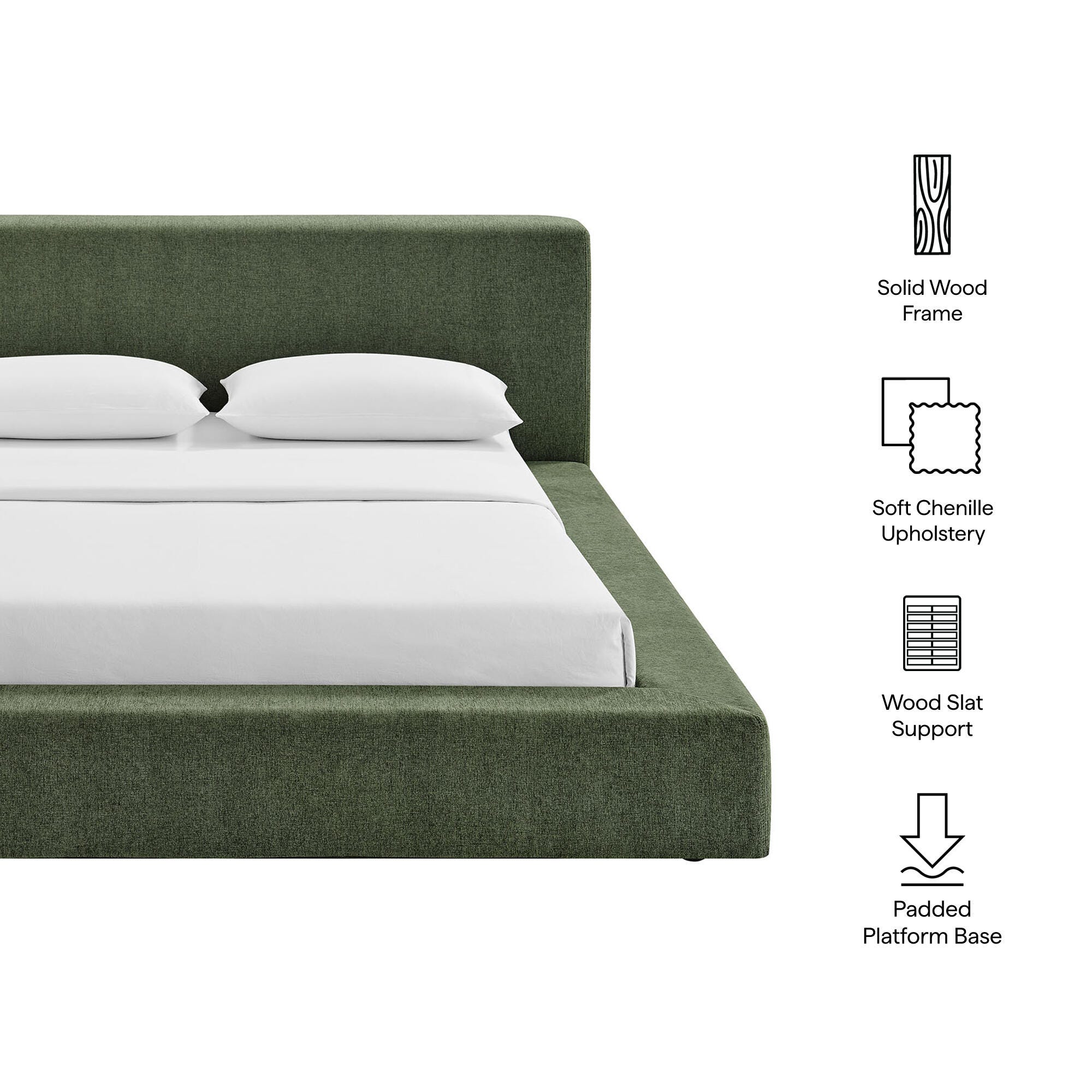 Modway Luma King Panel Platform Bed, Eucalyptus, large