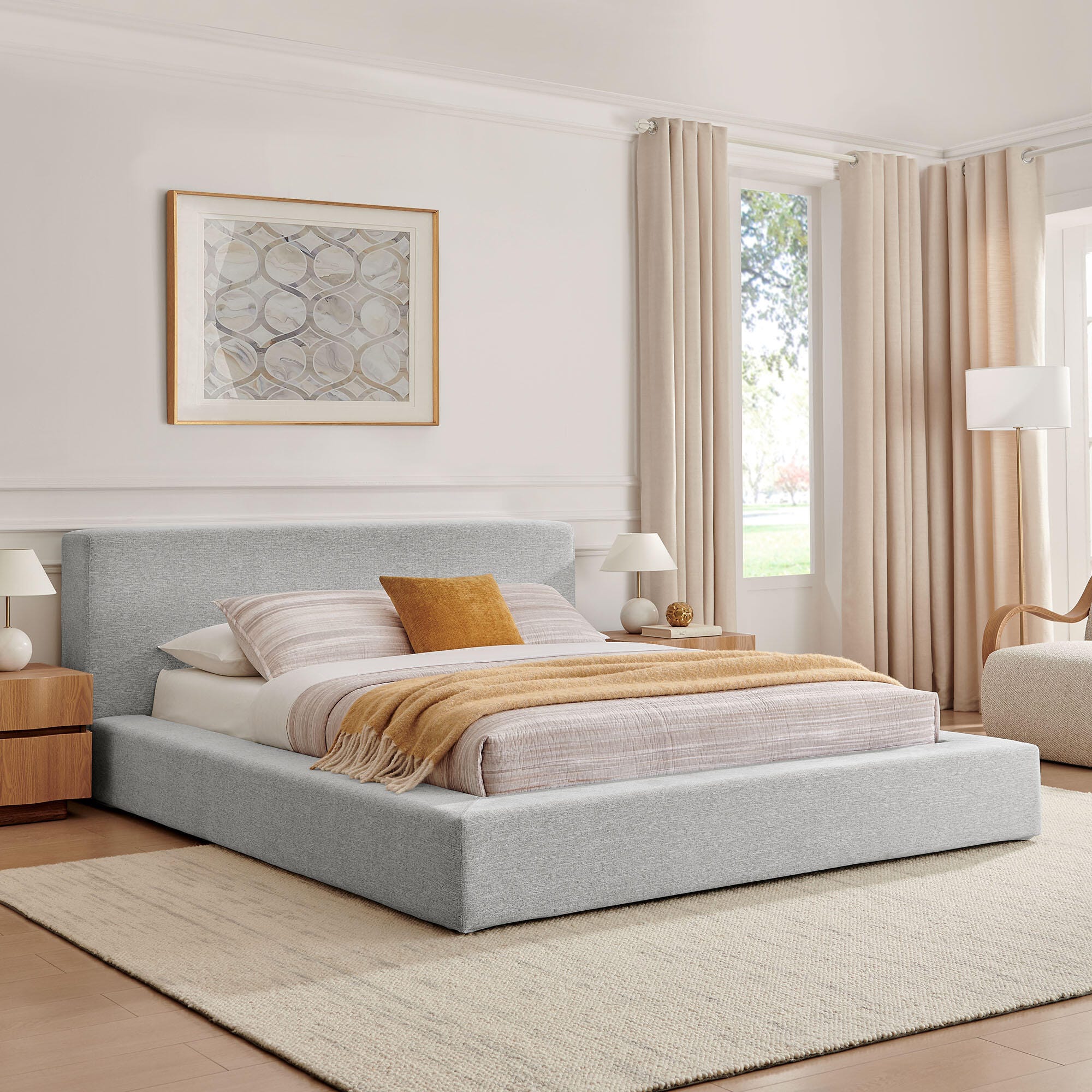 Modway Luma King Panel Platform Bed, Light Gray, rollover