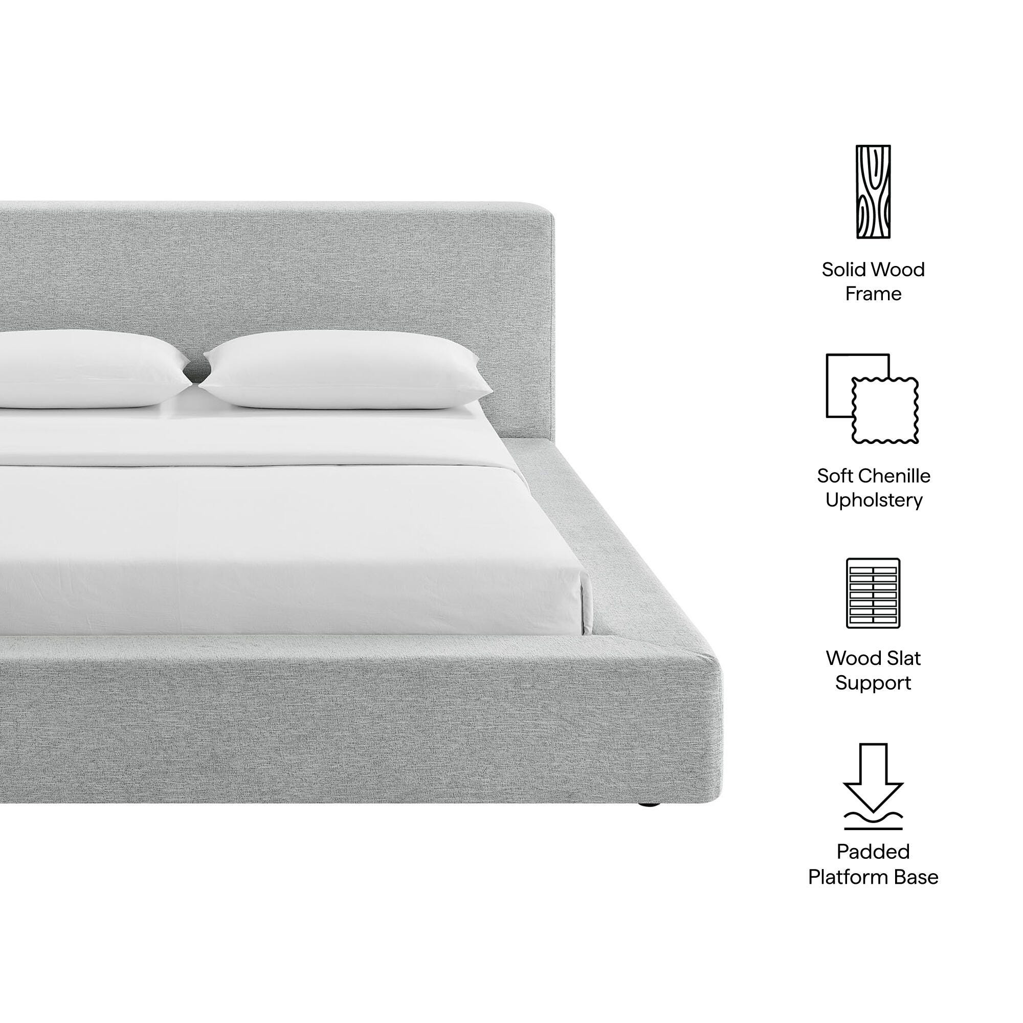 Modway Luma King Panel Platform Bed, Light Gray, large