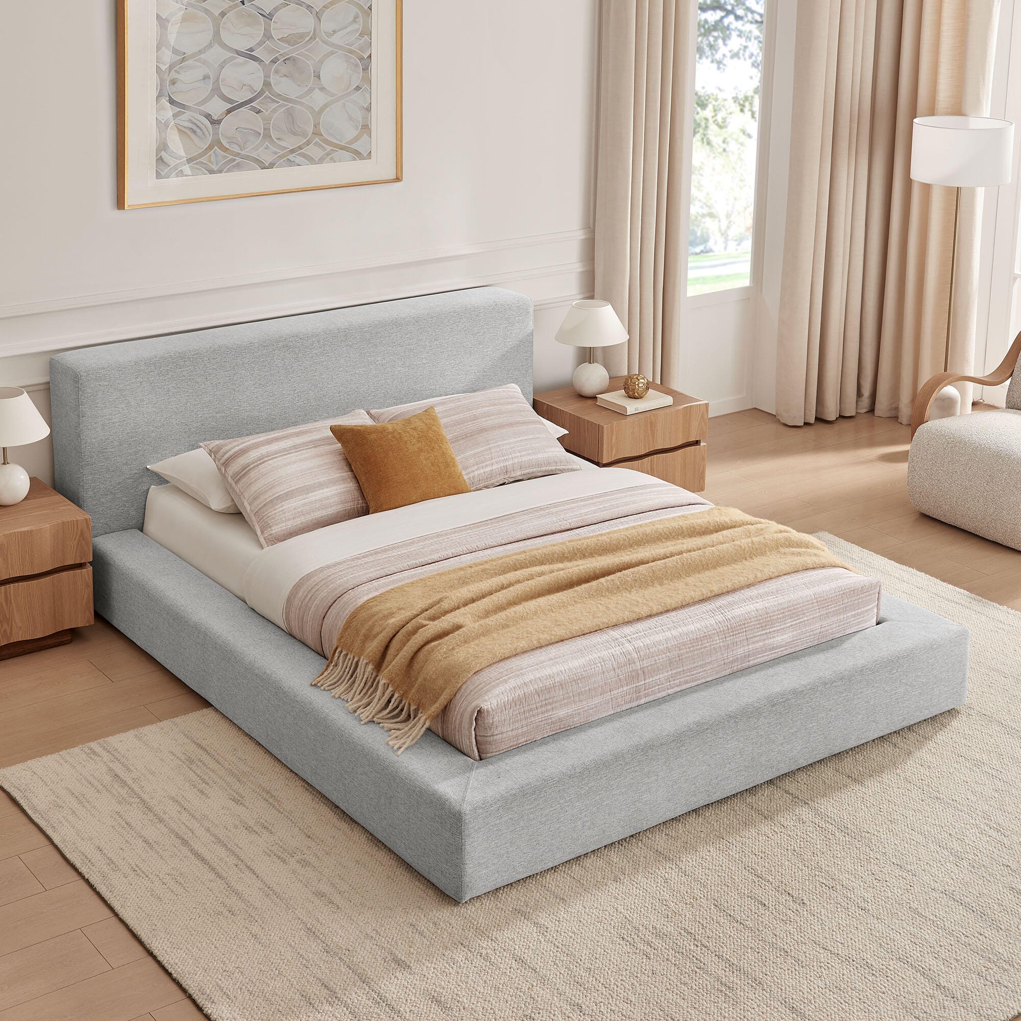 Modway Luma King Panel Platform Bed, Light Gray, large