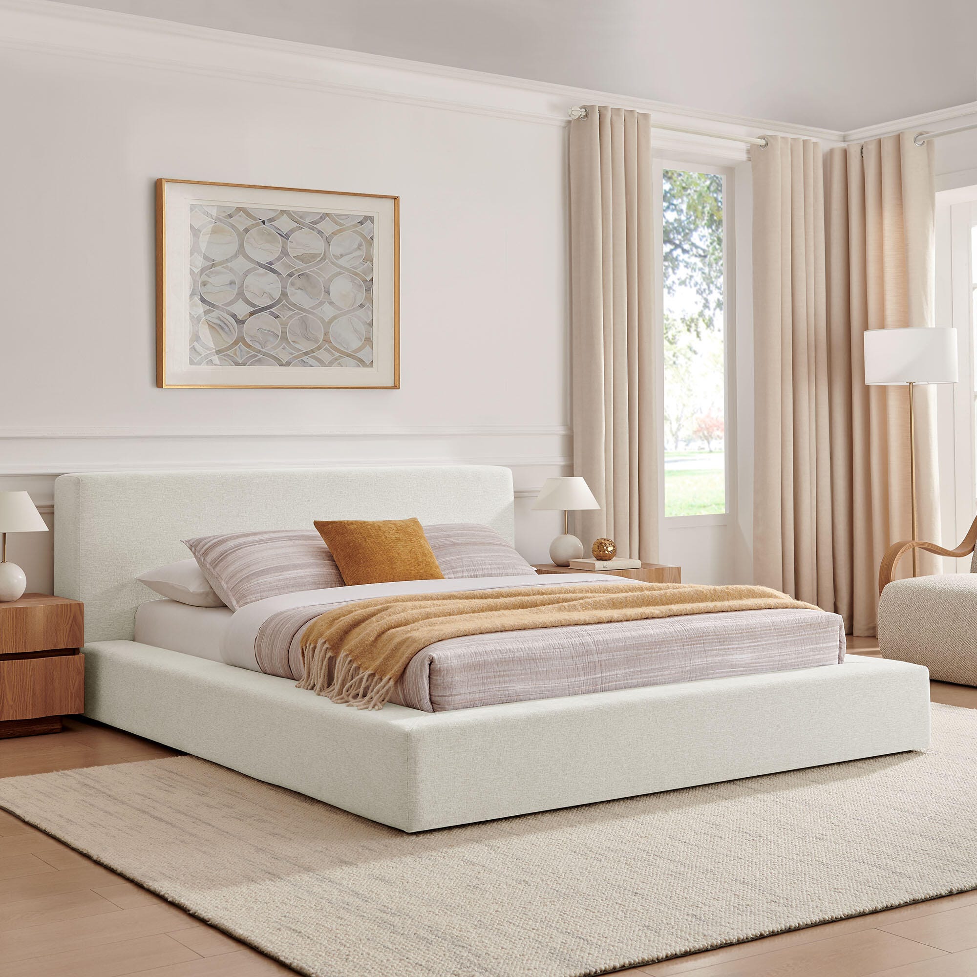 Modway Luma Queen Panel Platform Bed, Ivory, rollover