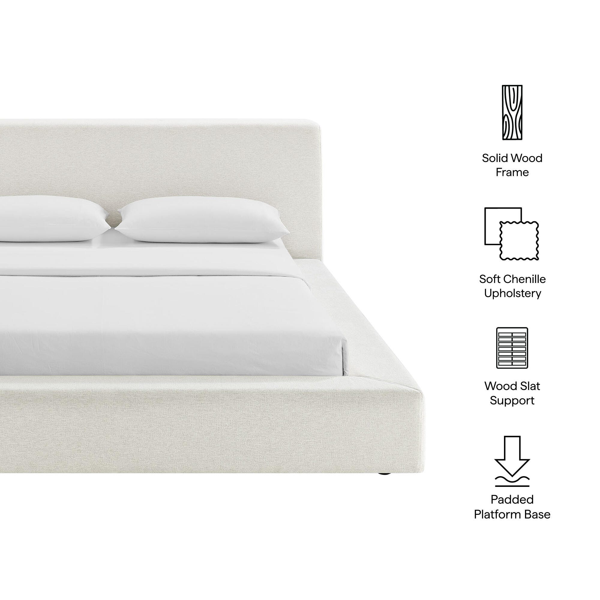 Modway Luma Queen Panel Platform Bed, Ivory, large
