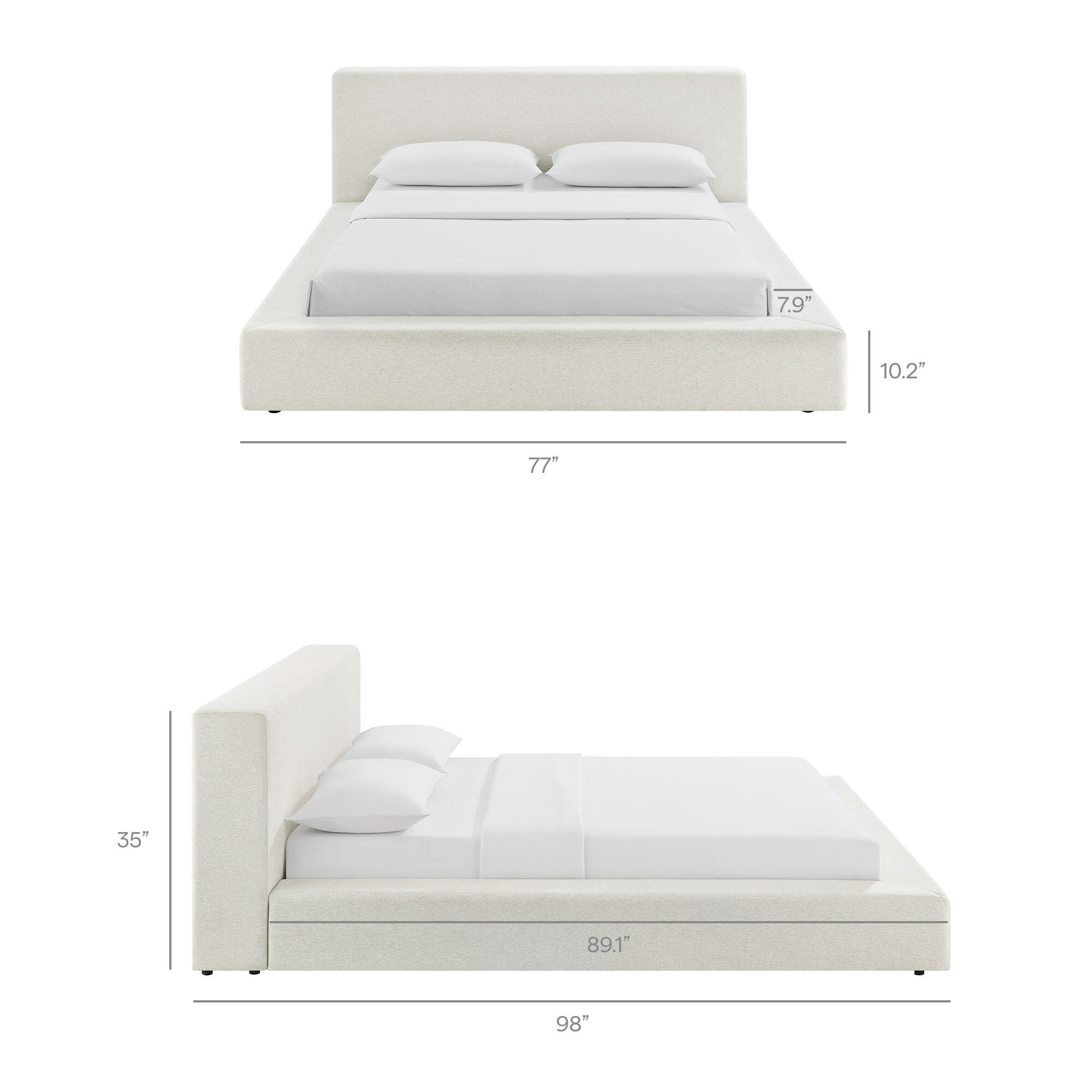 Modway Luma Queen Panel Platform Bed, Ivory, large