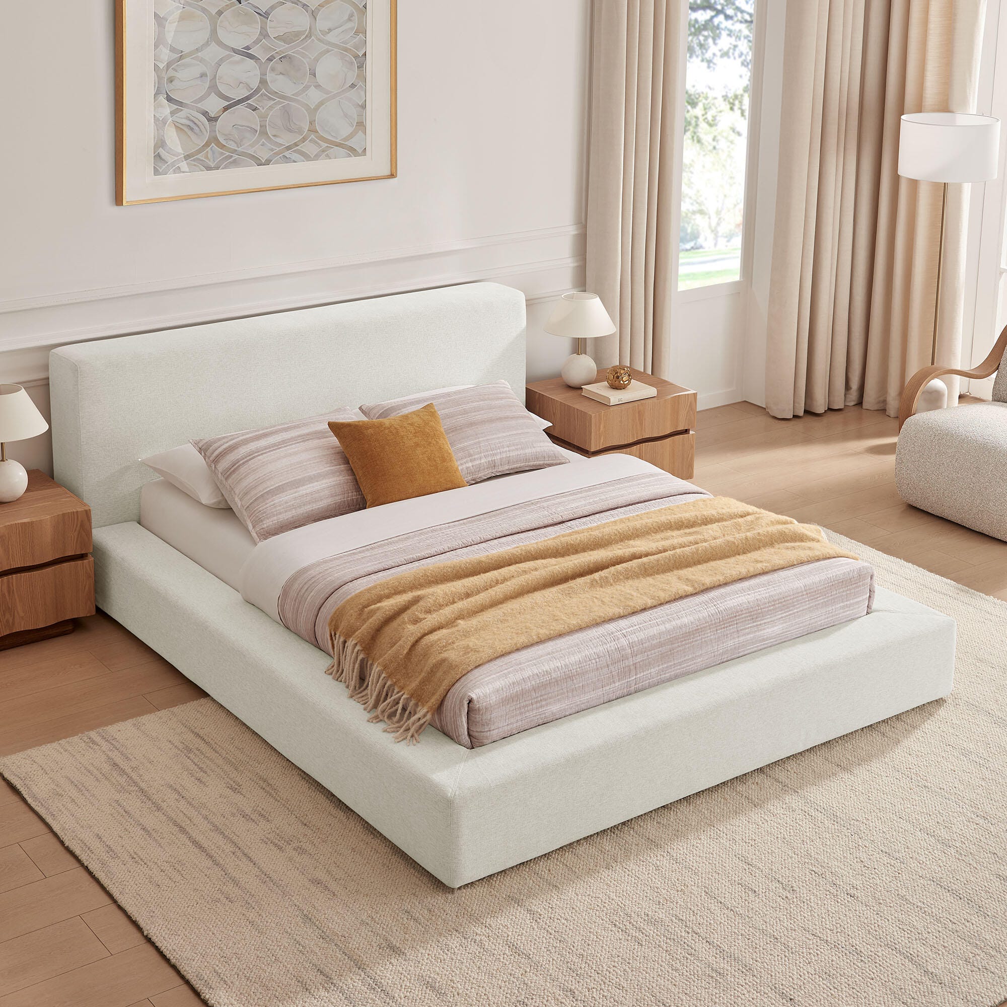 Modway Luma Queen Panel Platform Bed, Ivory, large