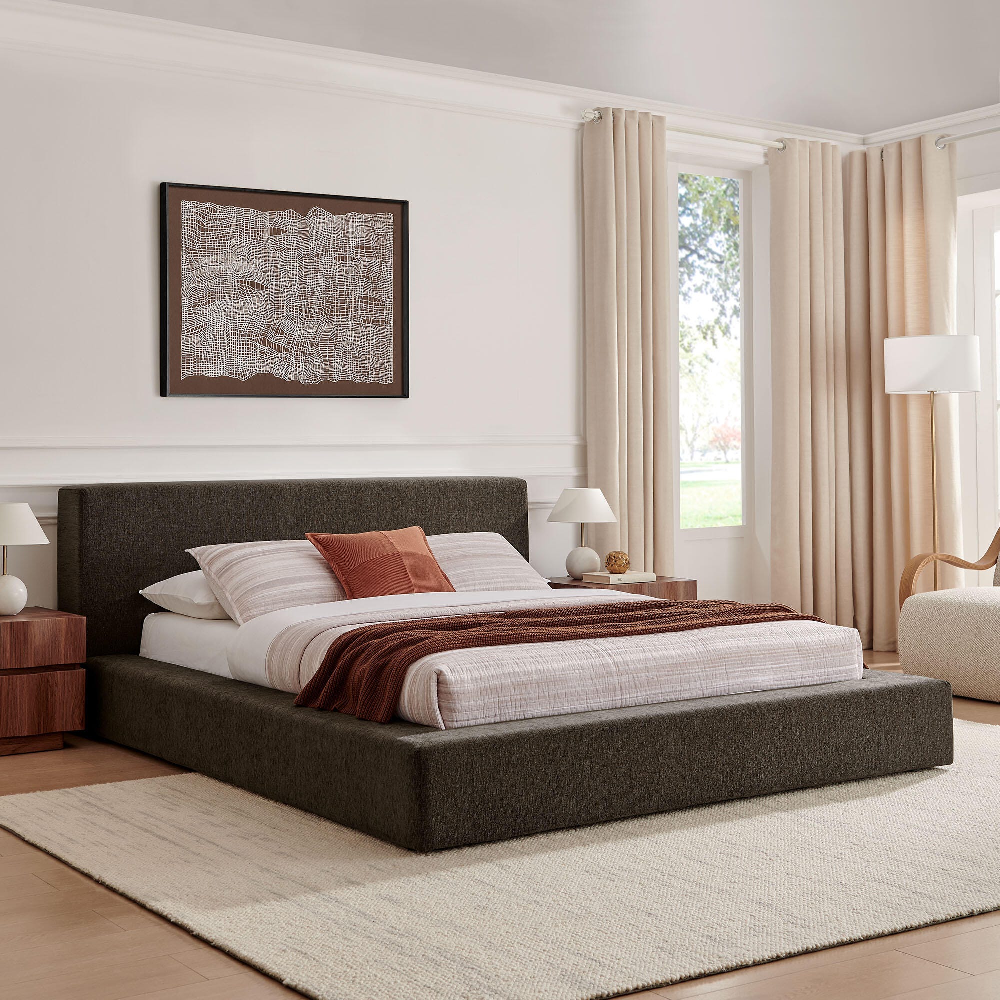 Modway Luma King Panel Platform Bed, Java, rollover