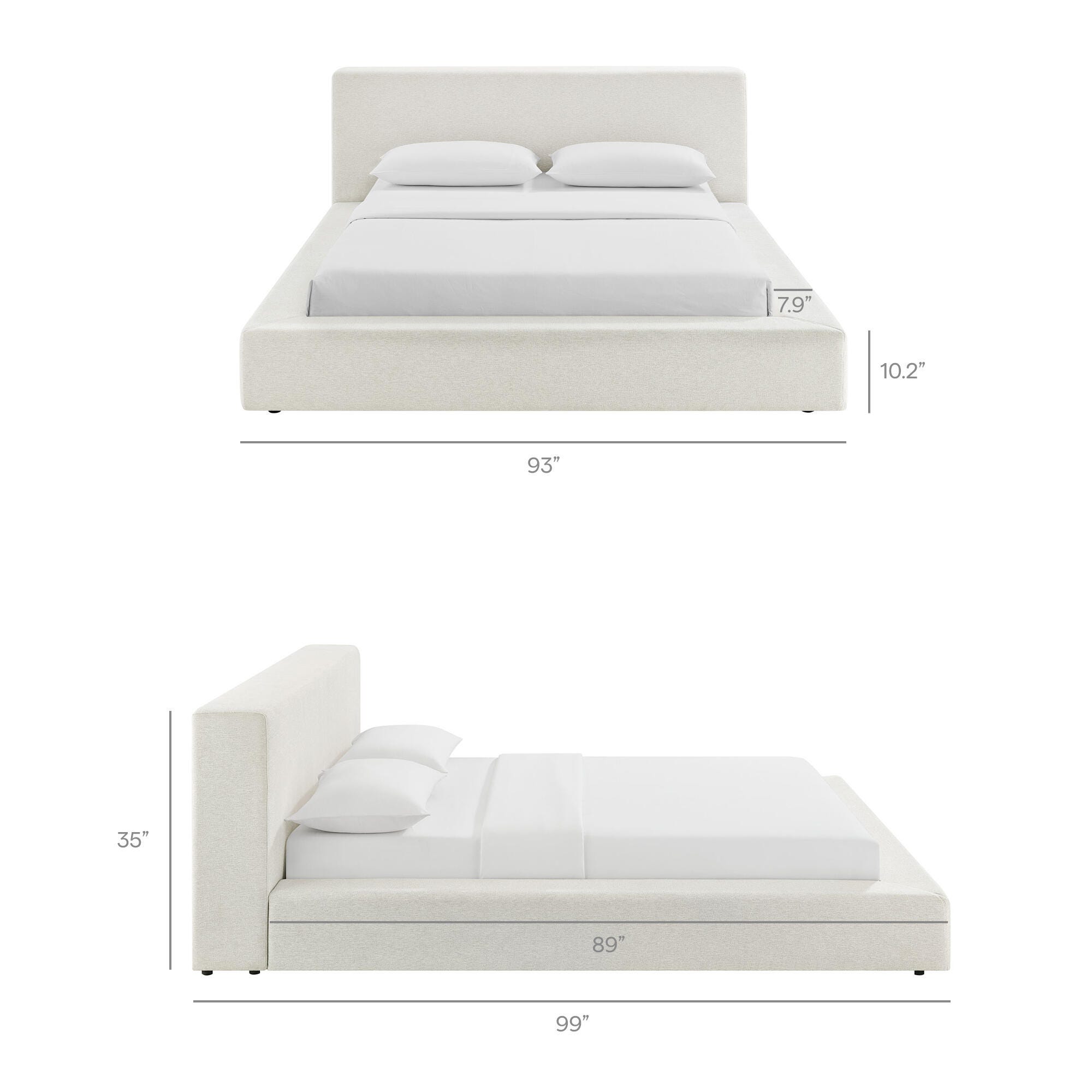 Modway Luma King Panel Platform Bed, Ivory, large