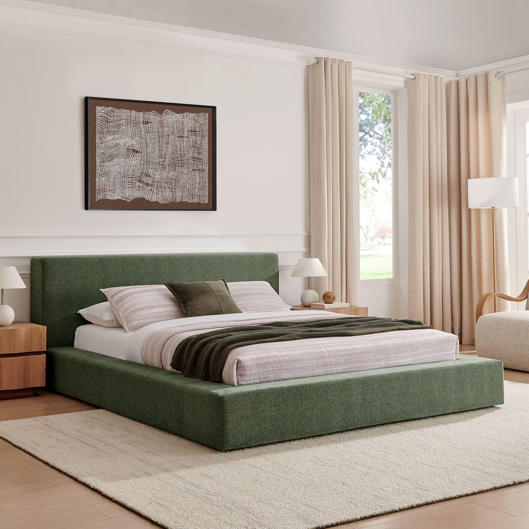 Modway Luma Queen Panel Platform Bed, Eucalyptus, rollover