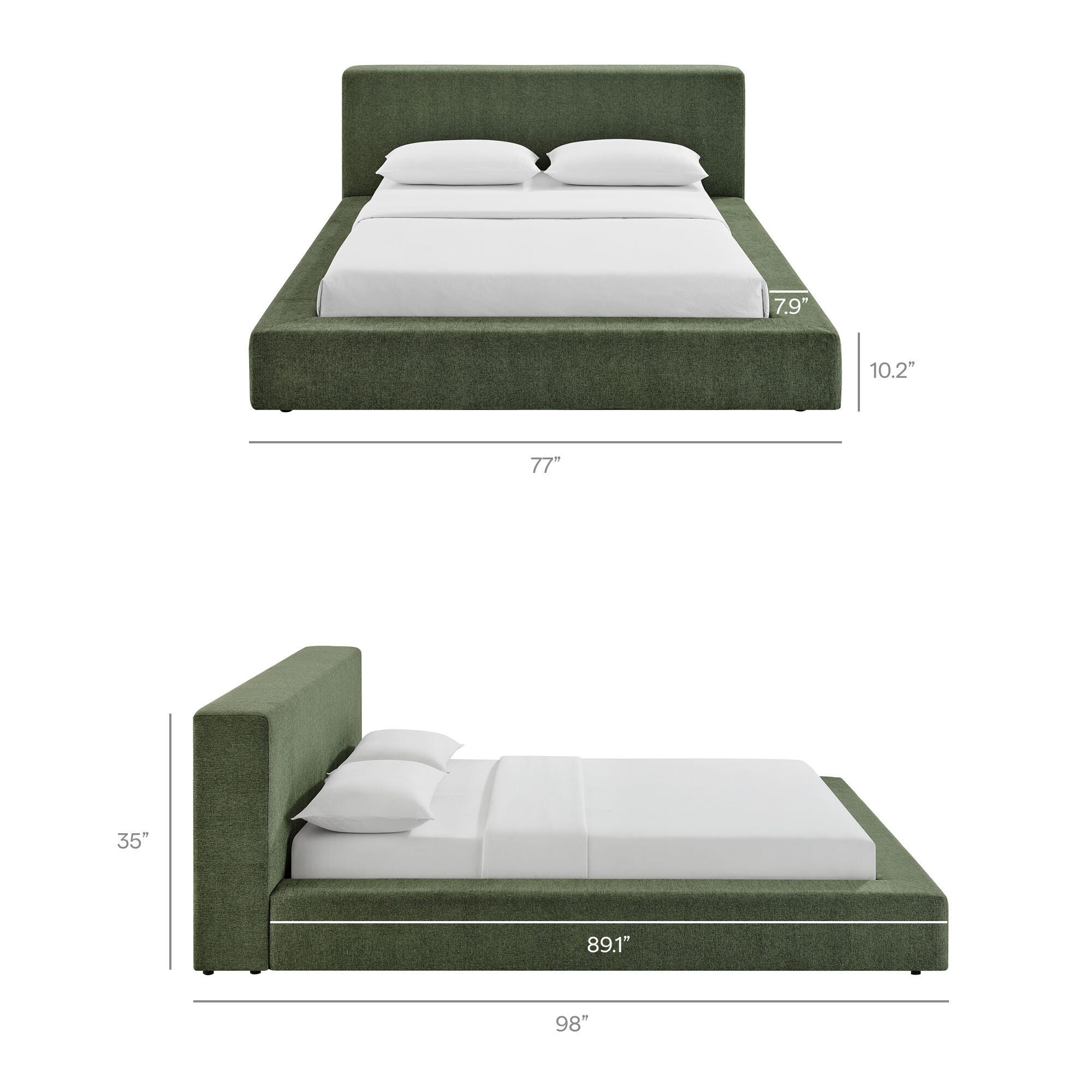 Modway Luma Queen Panel Platform Bed, Eucalyptus, large