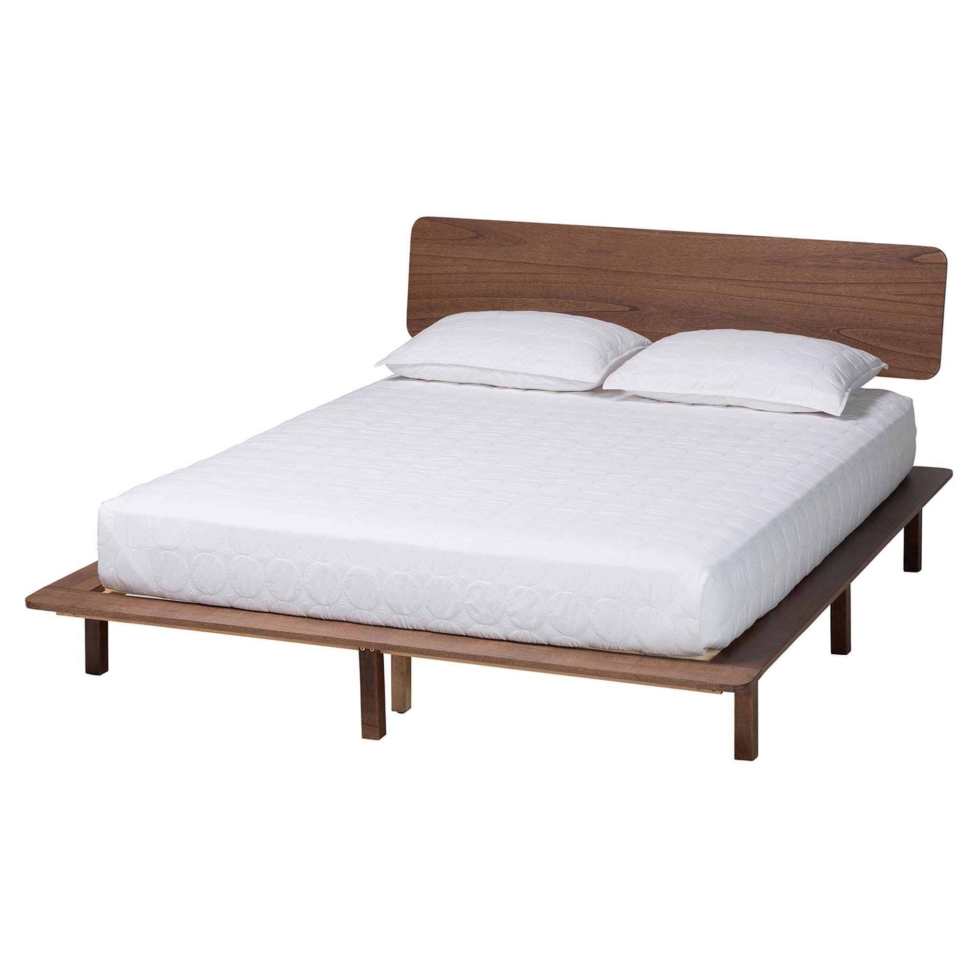Baxton Studio Alyssa Queen Panel Platform Bed, Walnut Brown, large